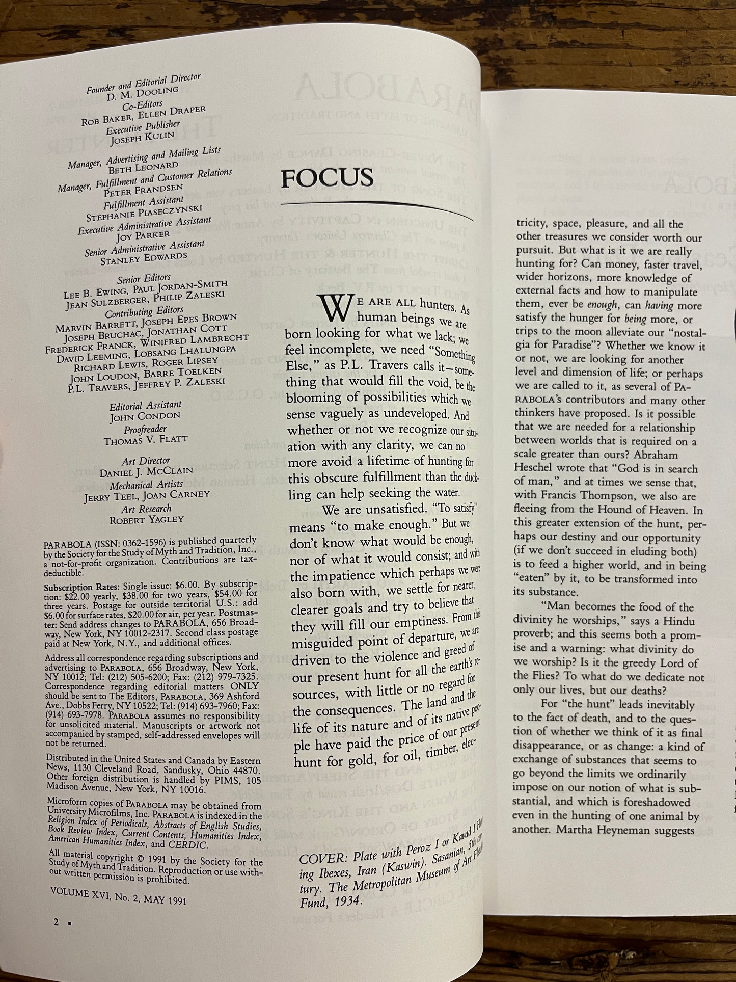 Parabola, The Hunter, Volume XVI, Number 2, 1991