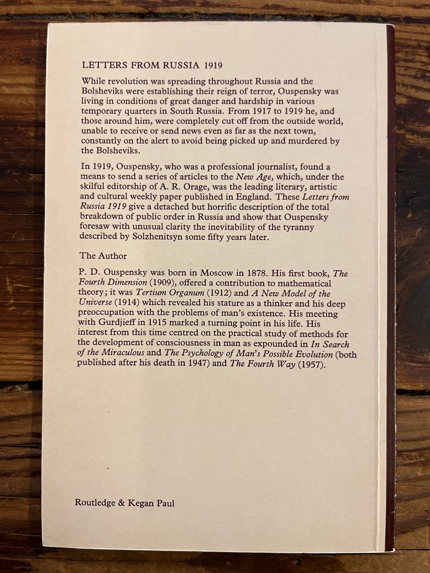 Letters from Russia, P.D. Ouspensky