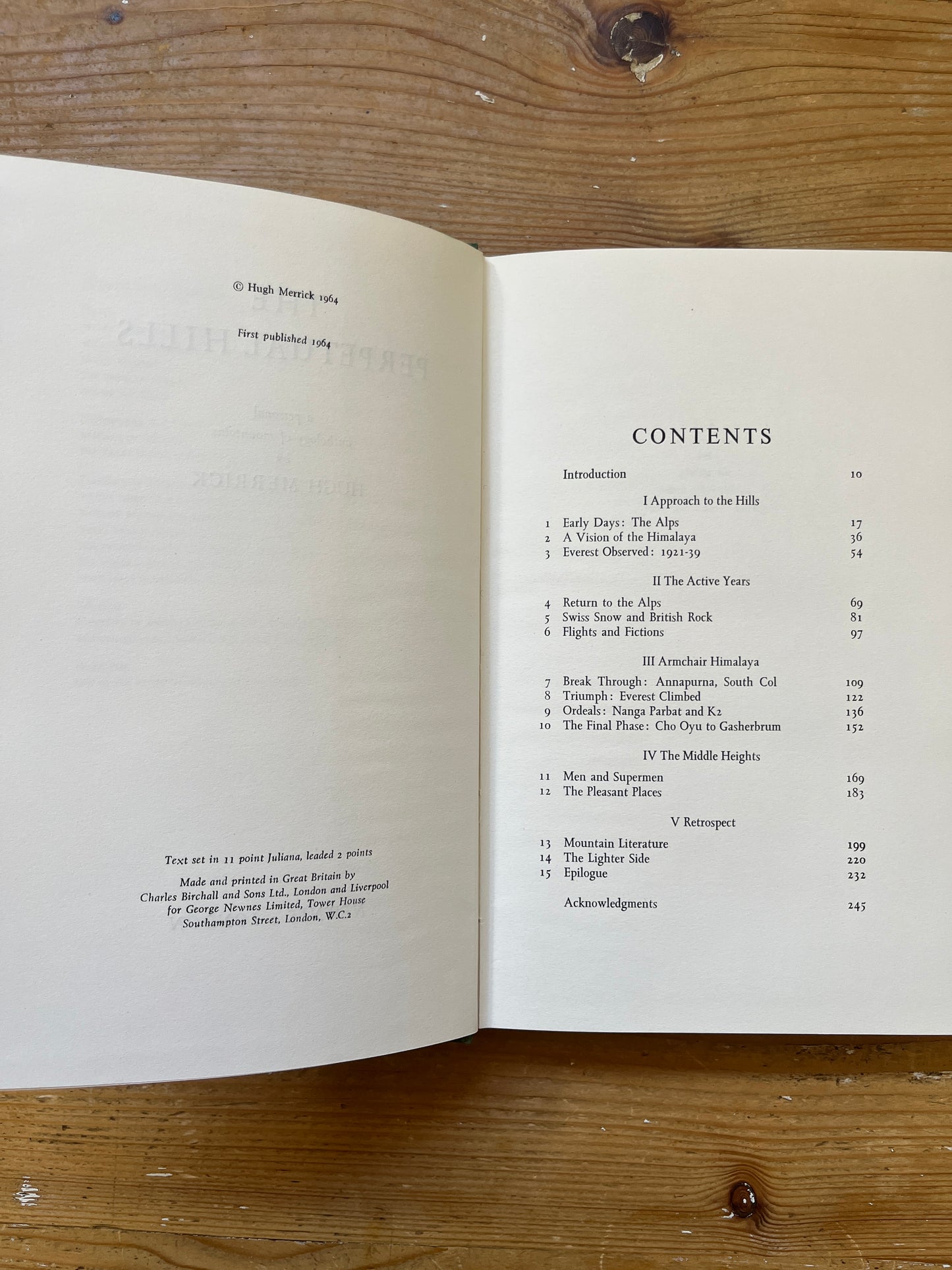 The perpetual hills, a personal Anthology by Hugh Merrick