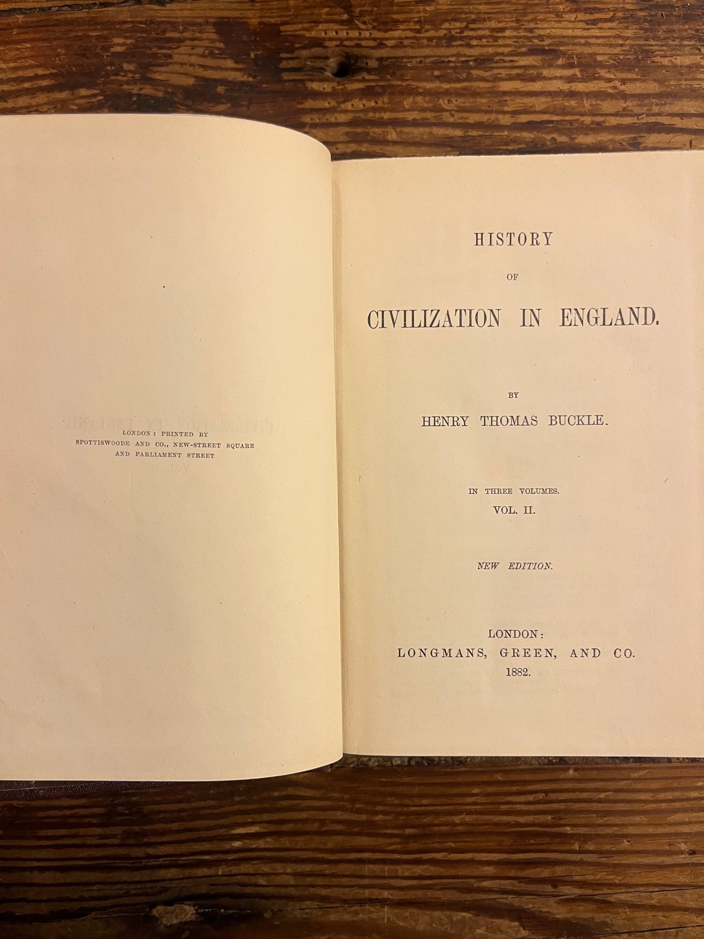 Buckle’s history of civilization in England, 3 volumes set, 1882