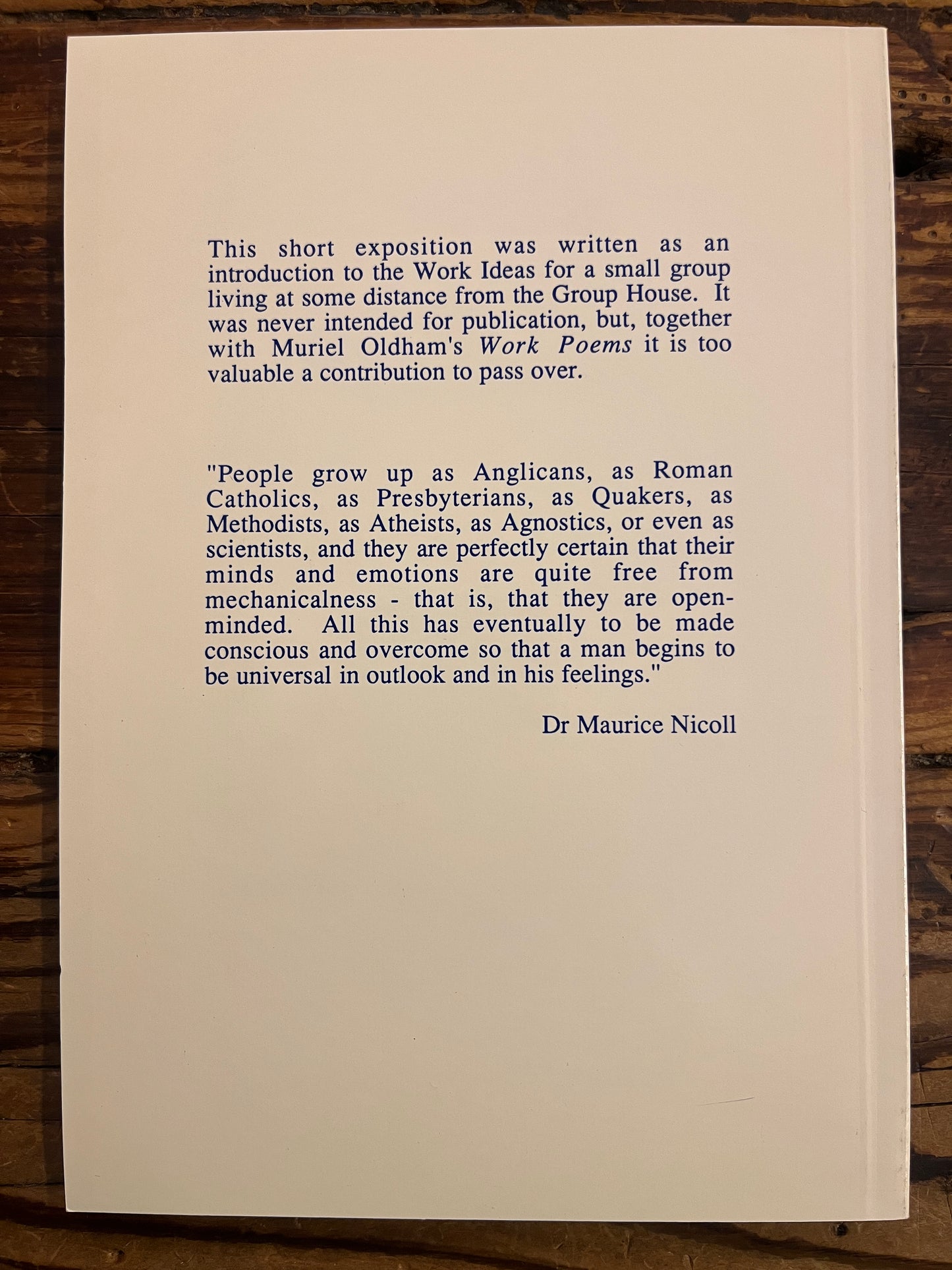 Work teaching, Work poema, Muriel Oldham & Ronald Oldham