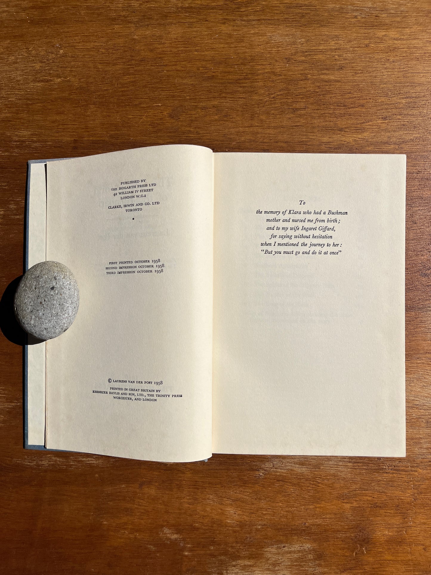 The lost world of the Kalahari, Laurens van der Post, First Edition, Third Impression
