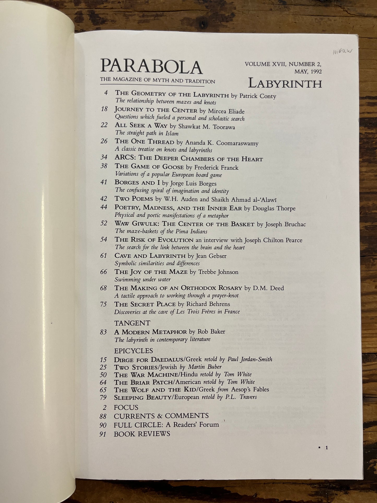 Parabola, Labyrinth, Volume XVII, Number 2