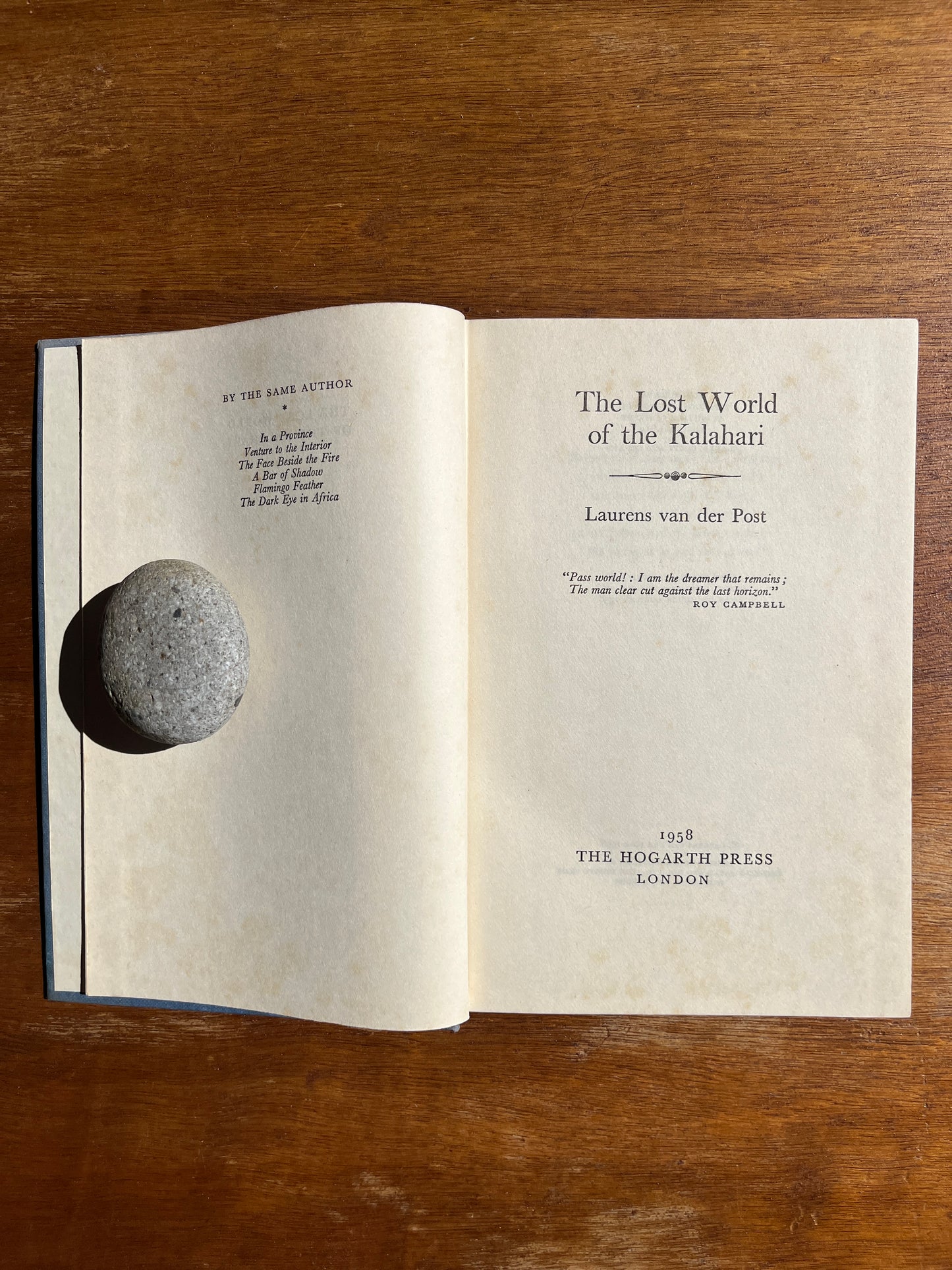 The lost world of the Kalahari, Laurens van der Post, First Edition, Third Impression