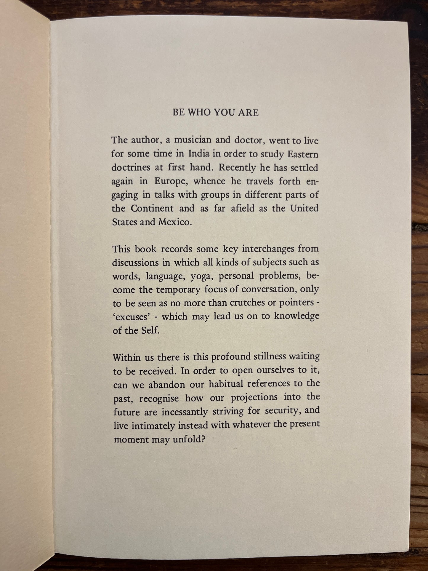 Be who you are, Jean Klein
