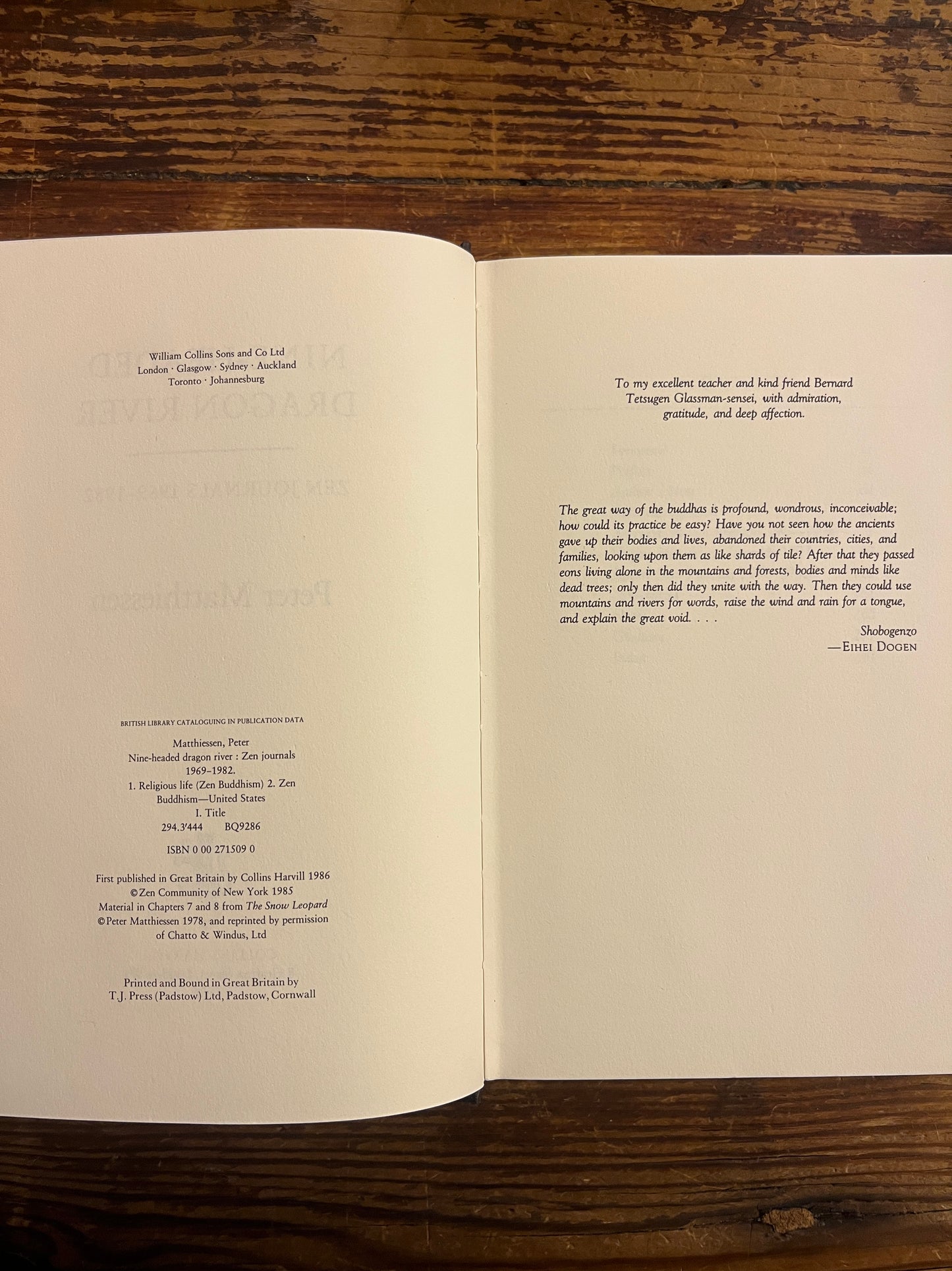 Nine-headed dragon river, Zen journals, Peter Matthiessen