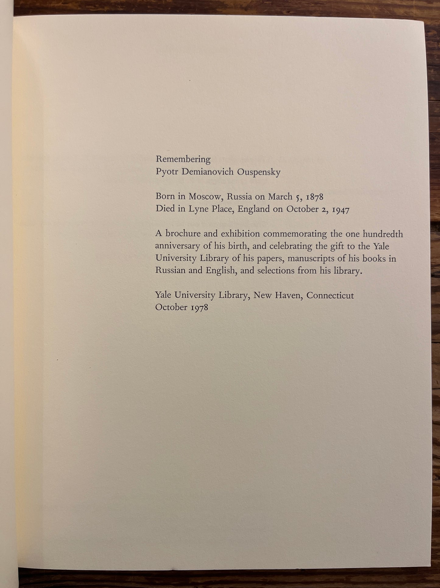 Remembering Pyotr Demianovich Ouspensky