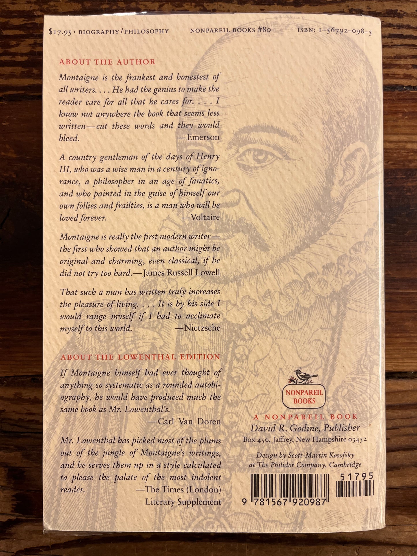 The autobiography of Michel de Montaigne translated, edited and introduced by Marvin Lowenthal
