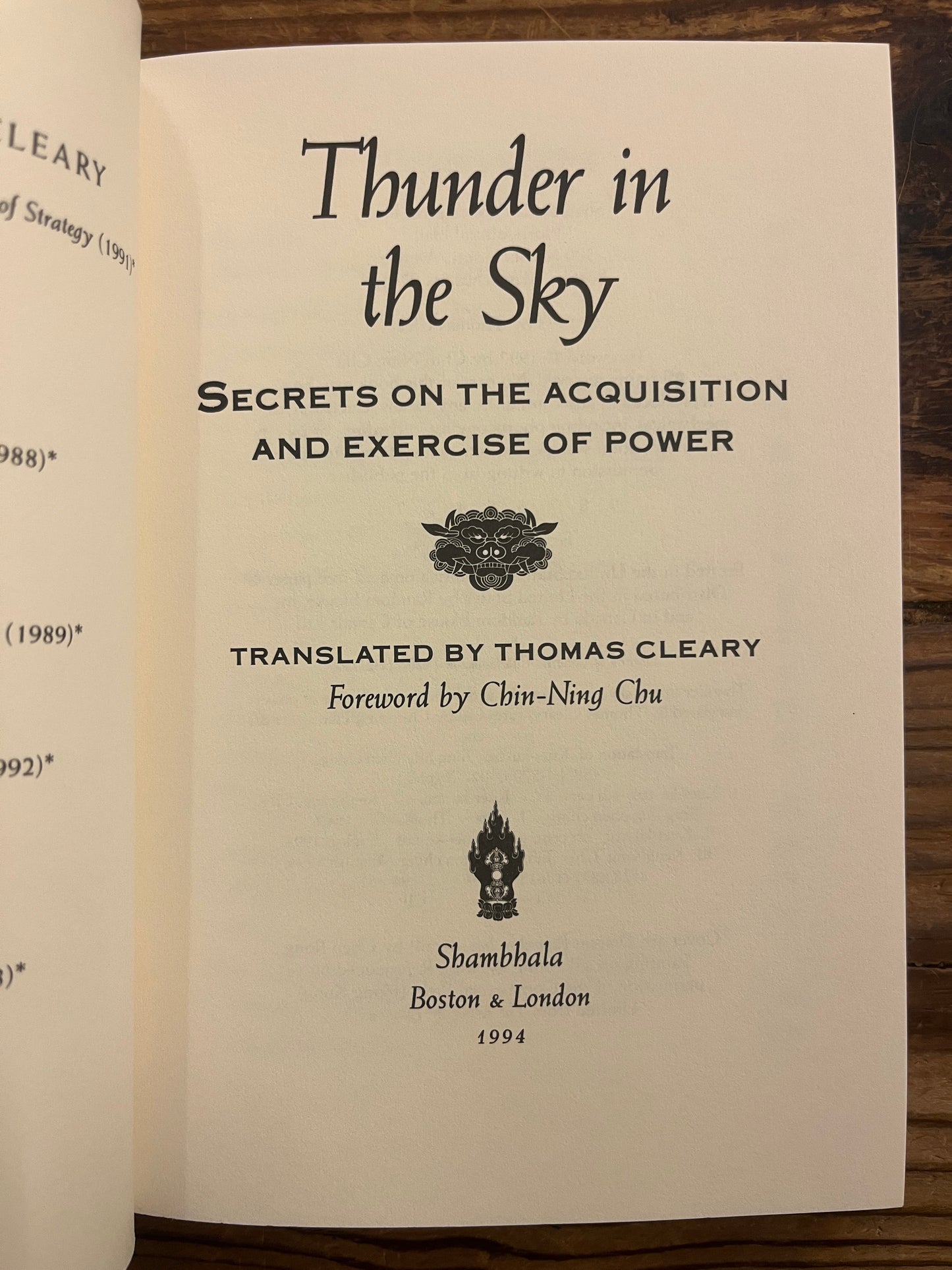 Thunder in the sky, Thomas Cleary