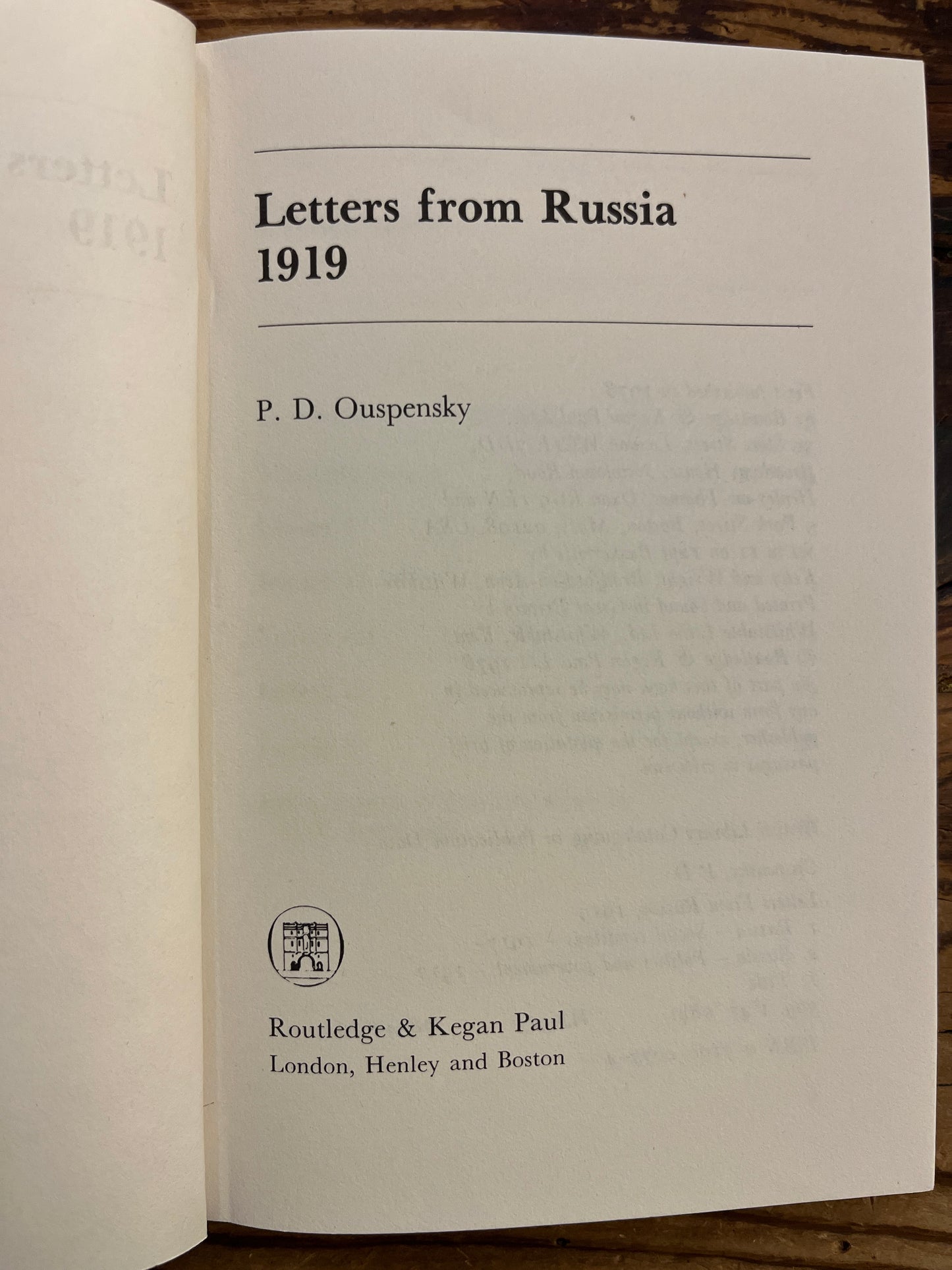 Letters from Russia, P.D. Ouspensky
