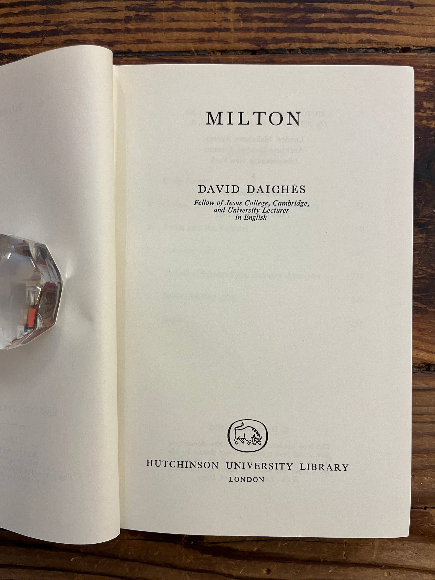 Milton, Davies Daiches