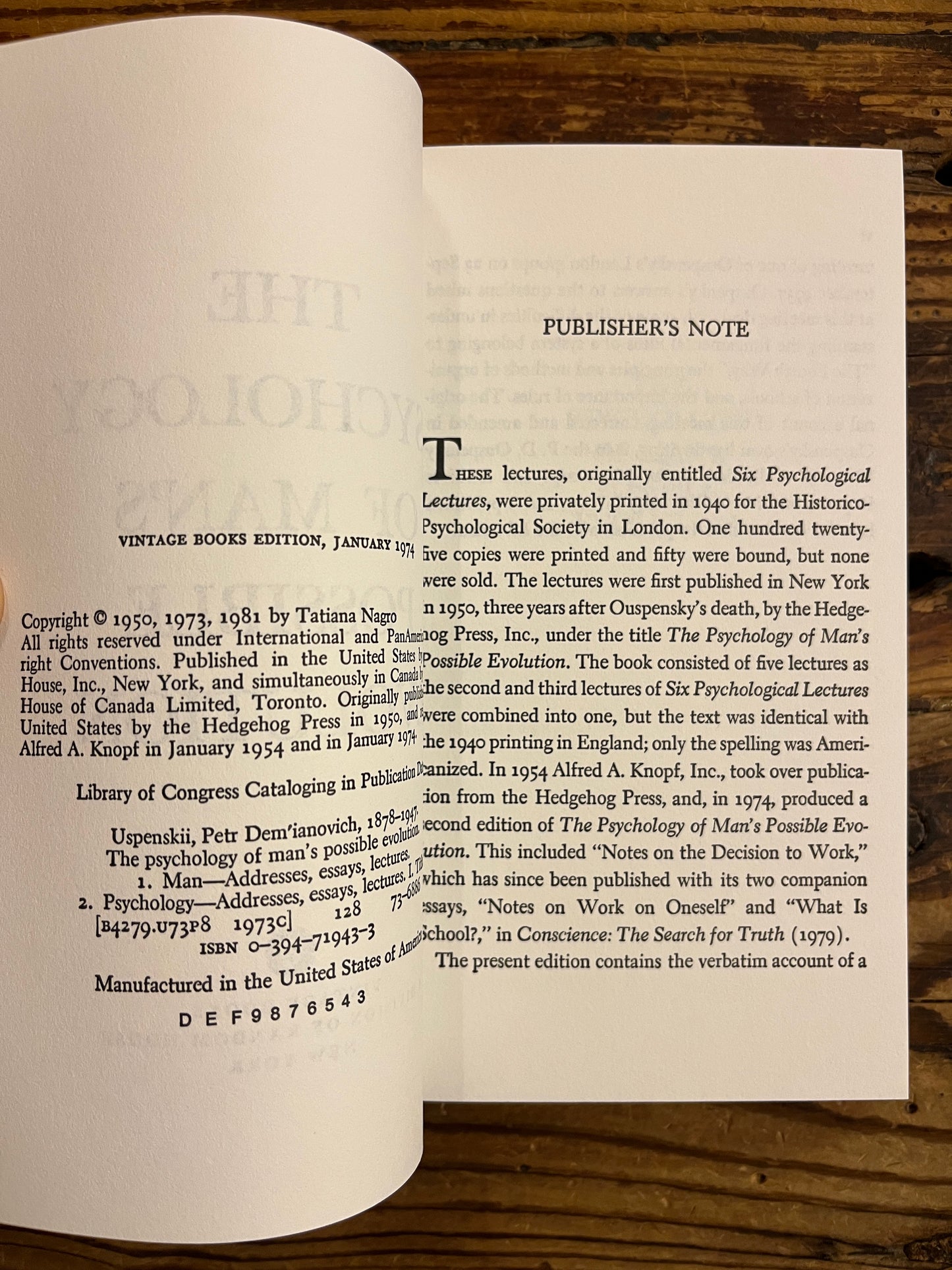 The psychology of man’s possible evolution, P.D. Ouspensky
