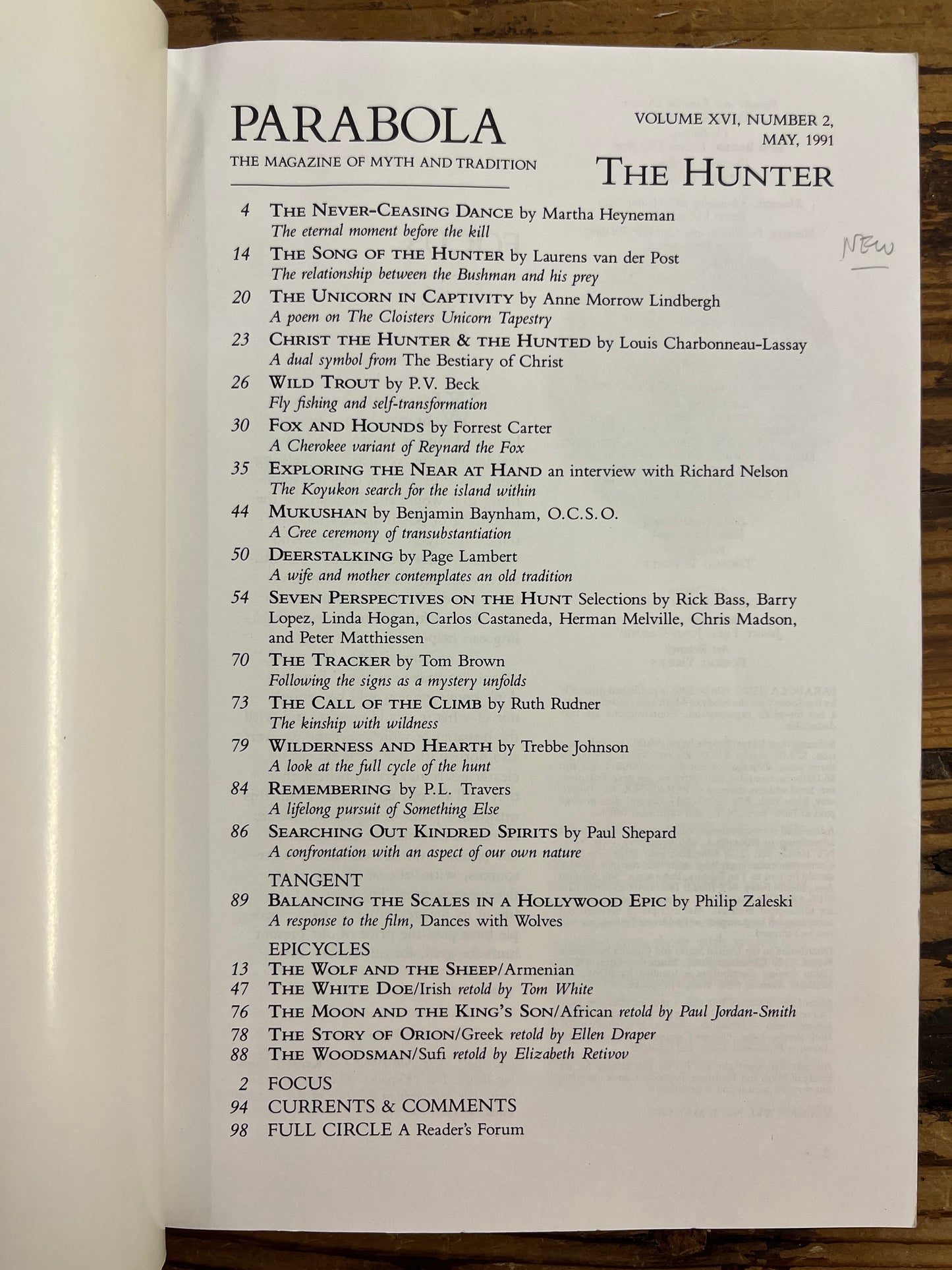 Parabola, The Hunter, Volume XVI, Number 2, 1991