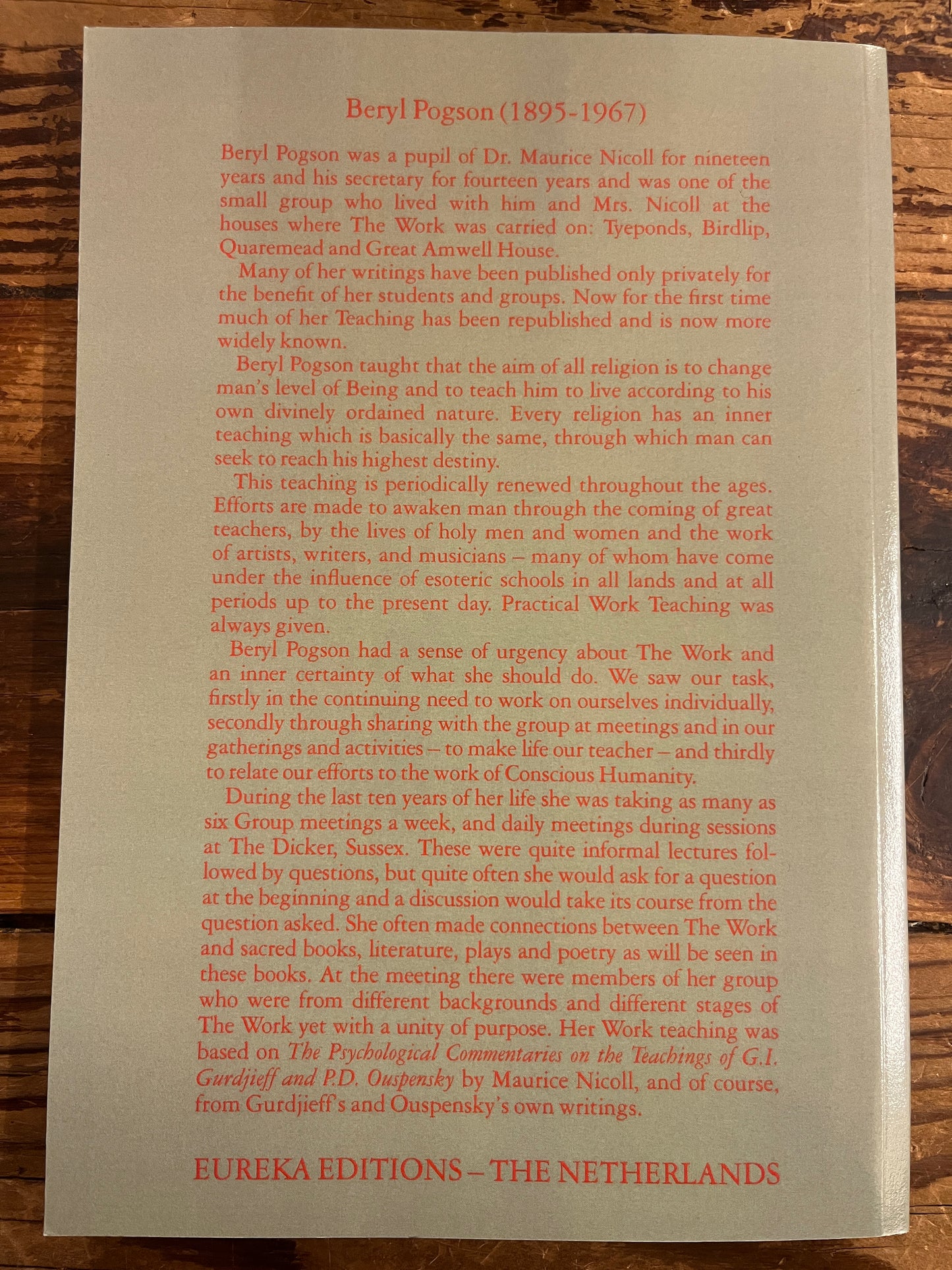 Work talks at the Dicker 1966, Beryl Pogson