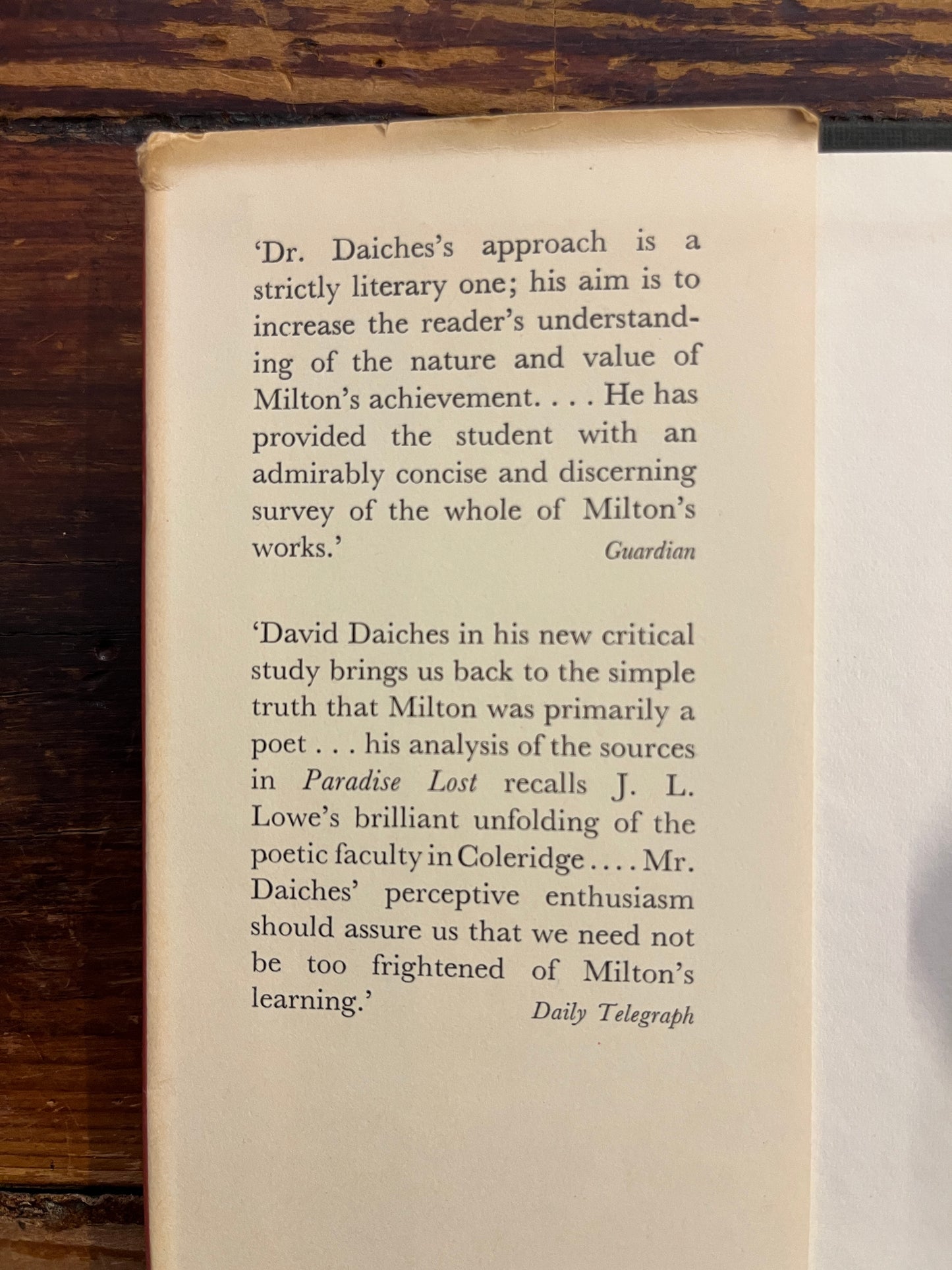 Milton, Davies Daiches