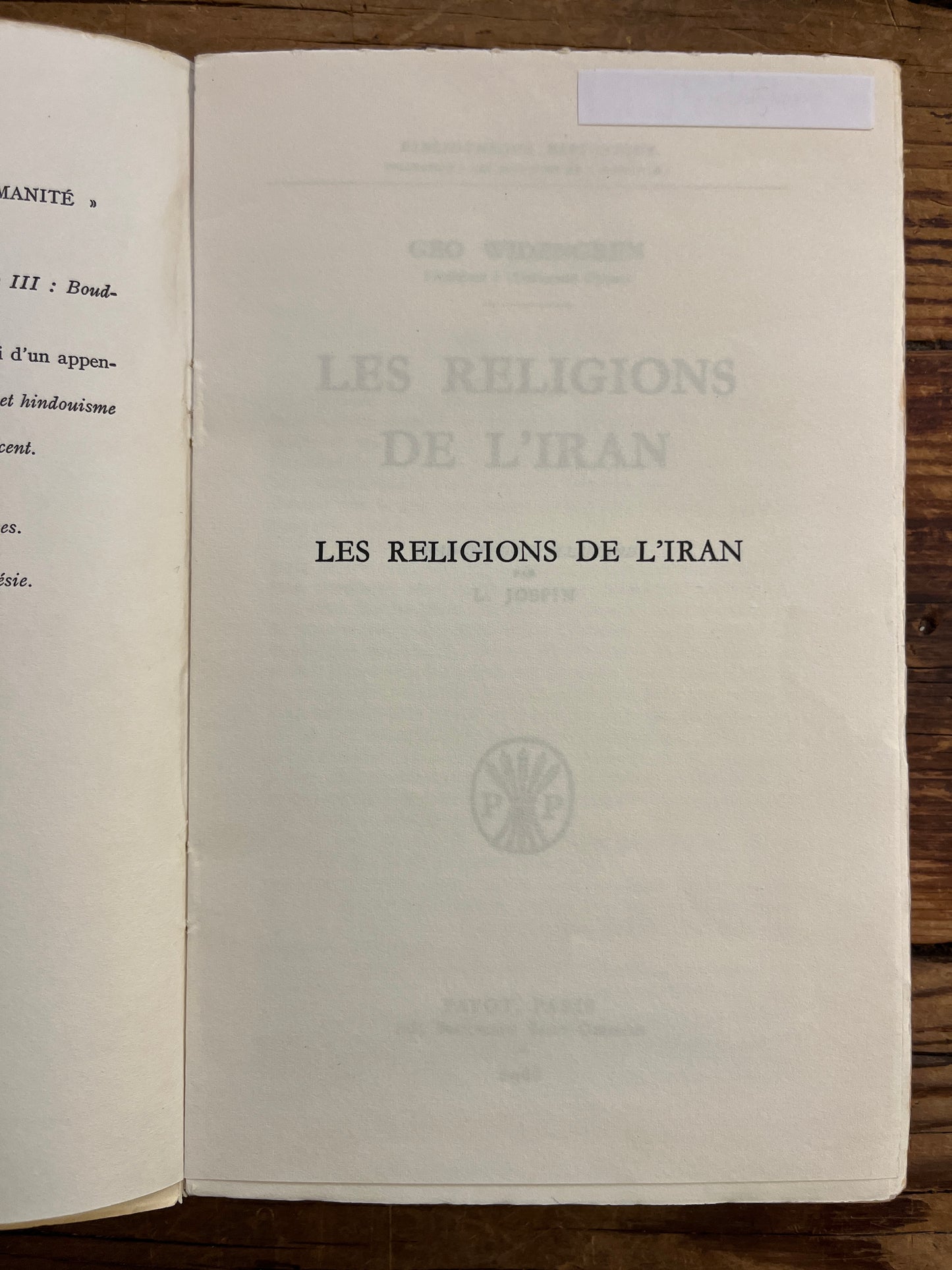 Les religions de l’Iran, Geo Widengren
