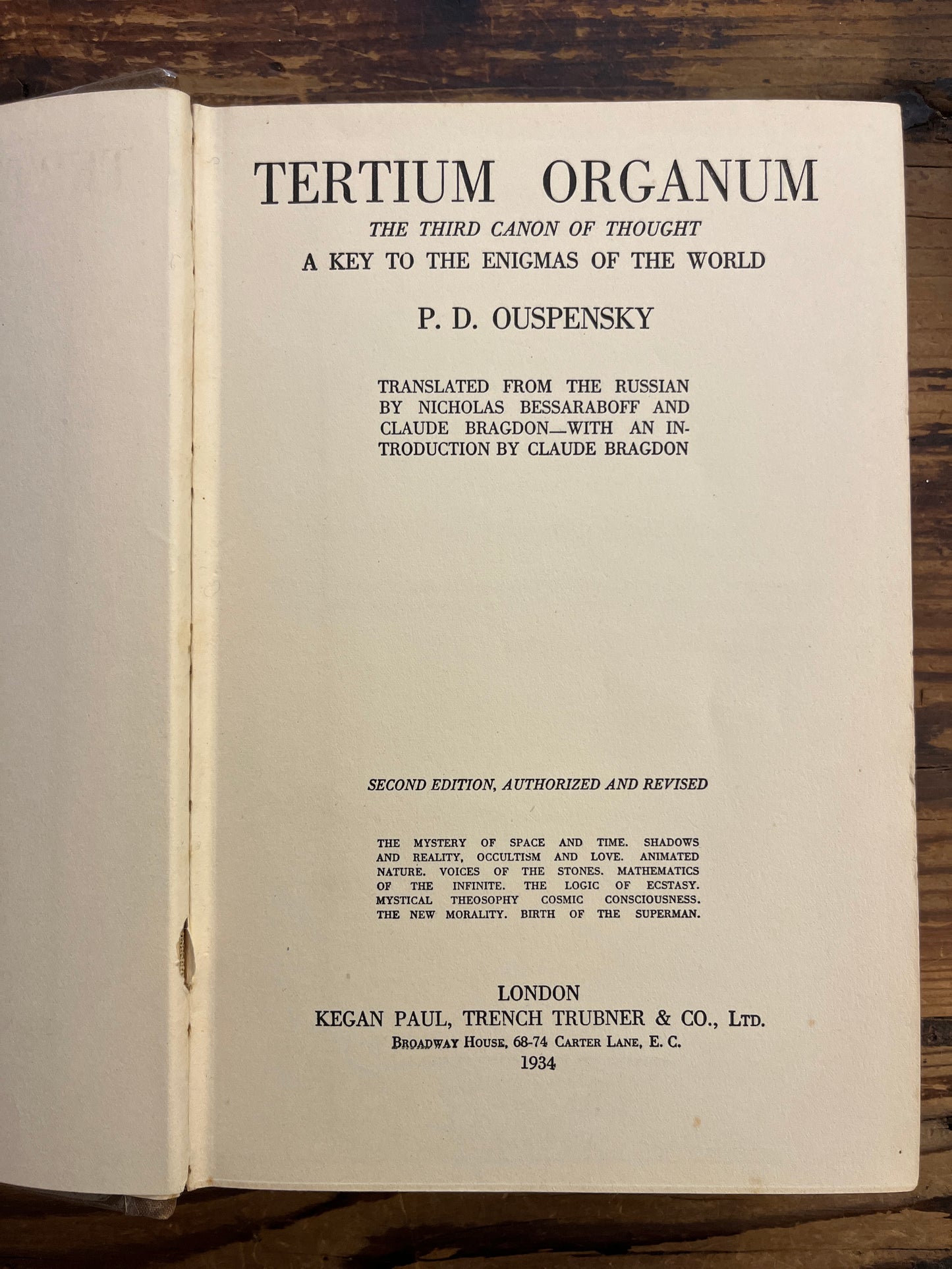 Tertium organum A key to the Enigmas of the world, P.D. Ouspensky