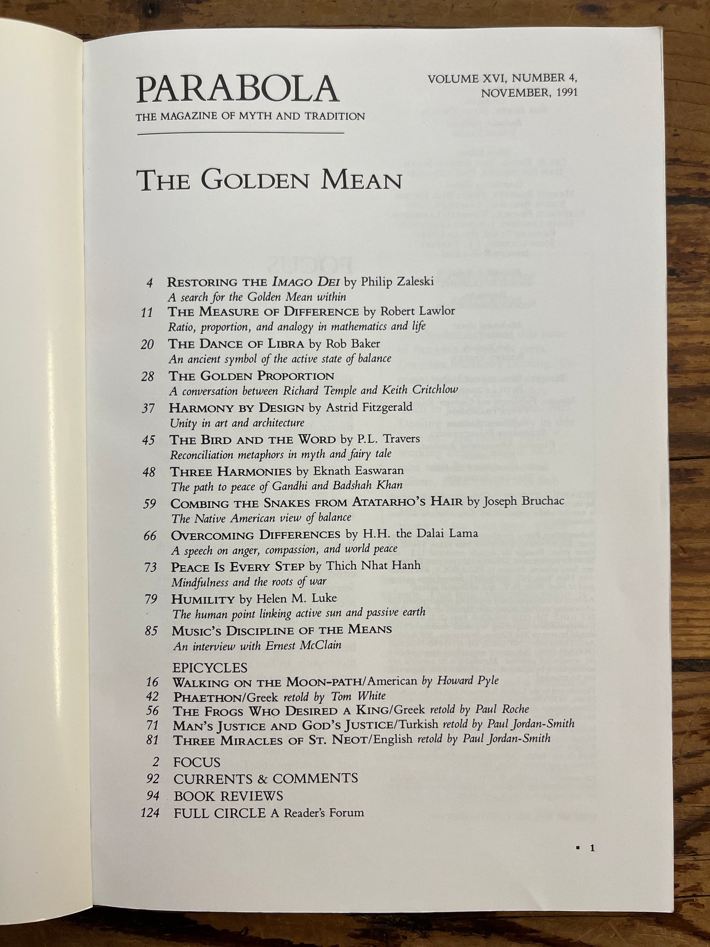 Parabola, The Golden Mean, Volume XVI, Number 4