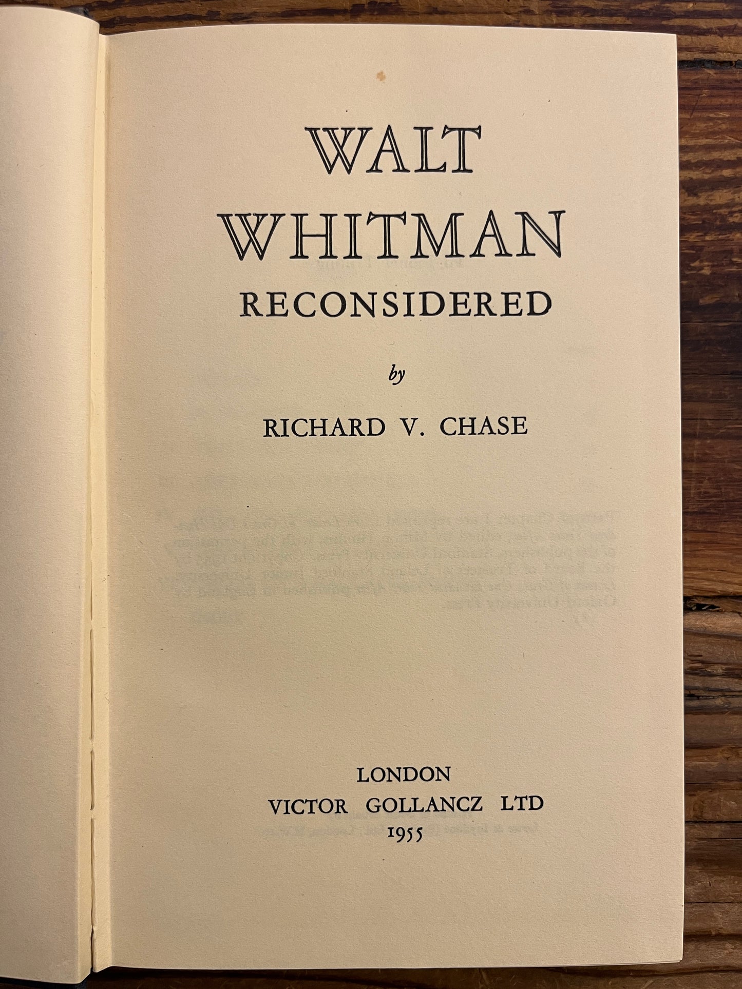Walt Whitman reconsidered, Richard V. Chase