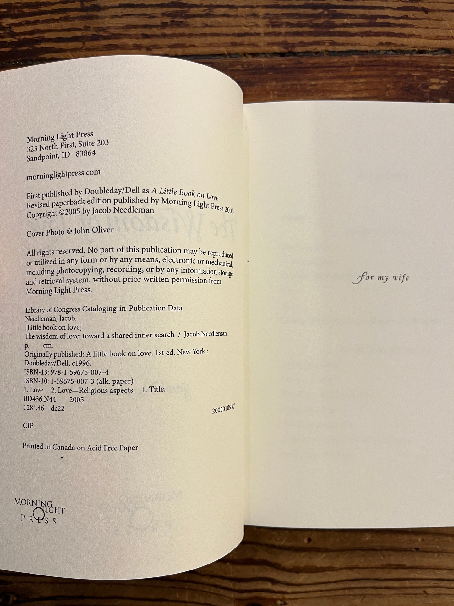 The wisdom of love, Jacob Needleman