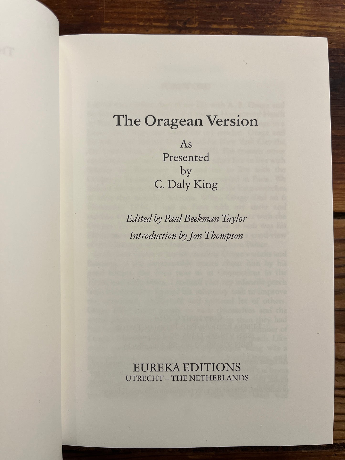 The Oragean Version, C. Daly King