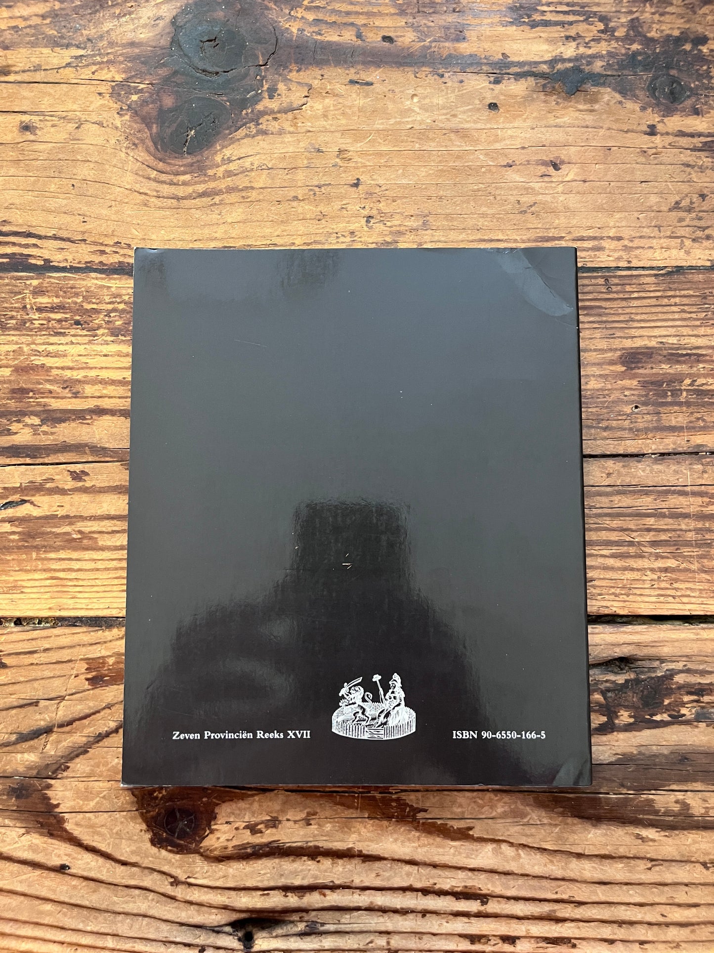 foto van de omslag van het boek "wetenschap en wereldbeeld in de gouden eeuw" op houten achtergrond