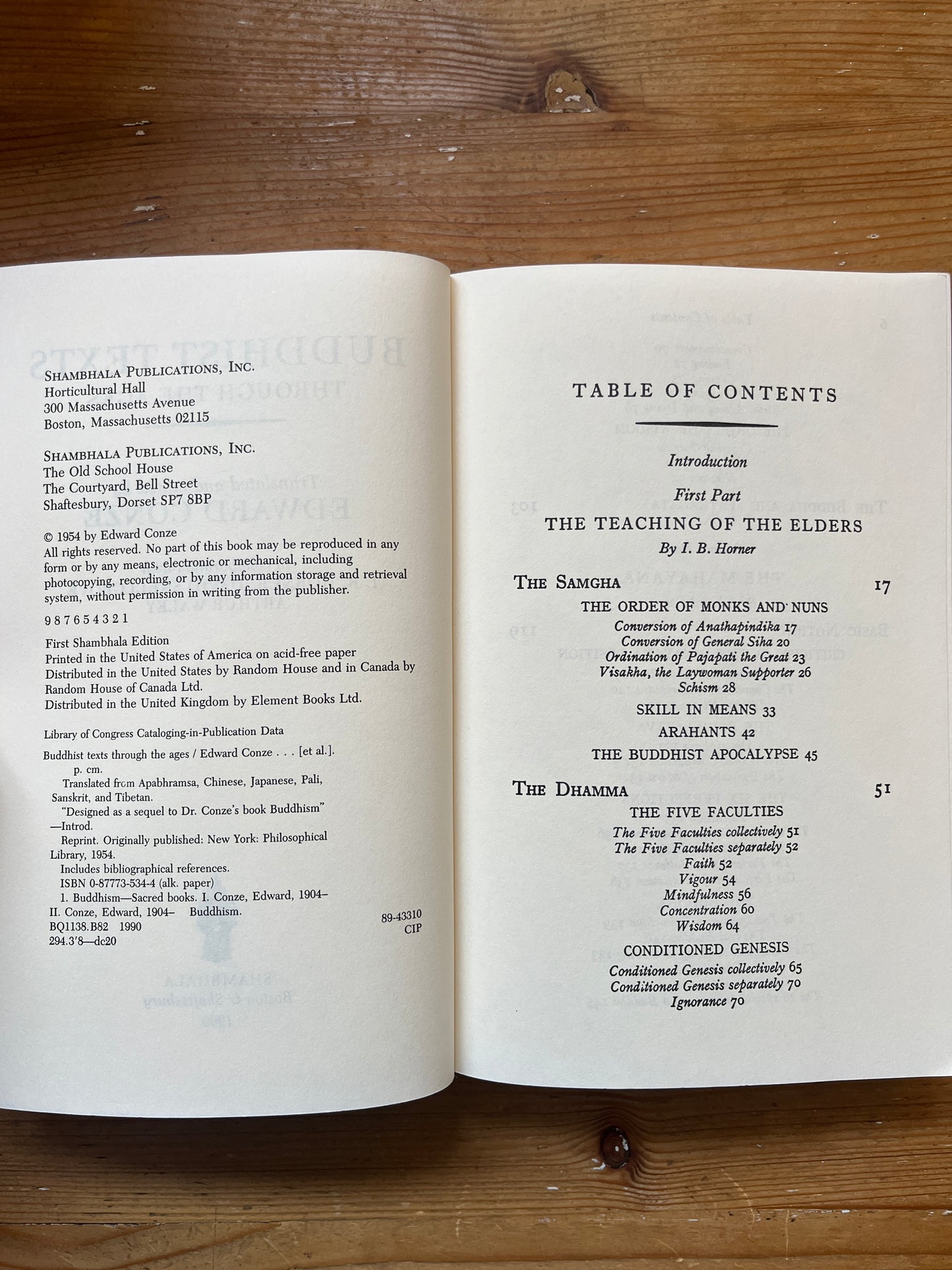 Buddhist texts through the ages, translated and edited by Edward Conze, Horner, David Snellgrove, Arthur Waley