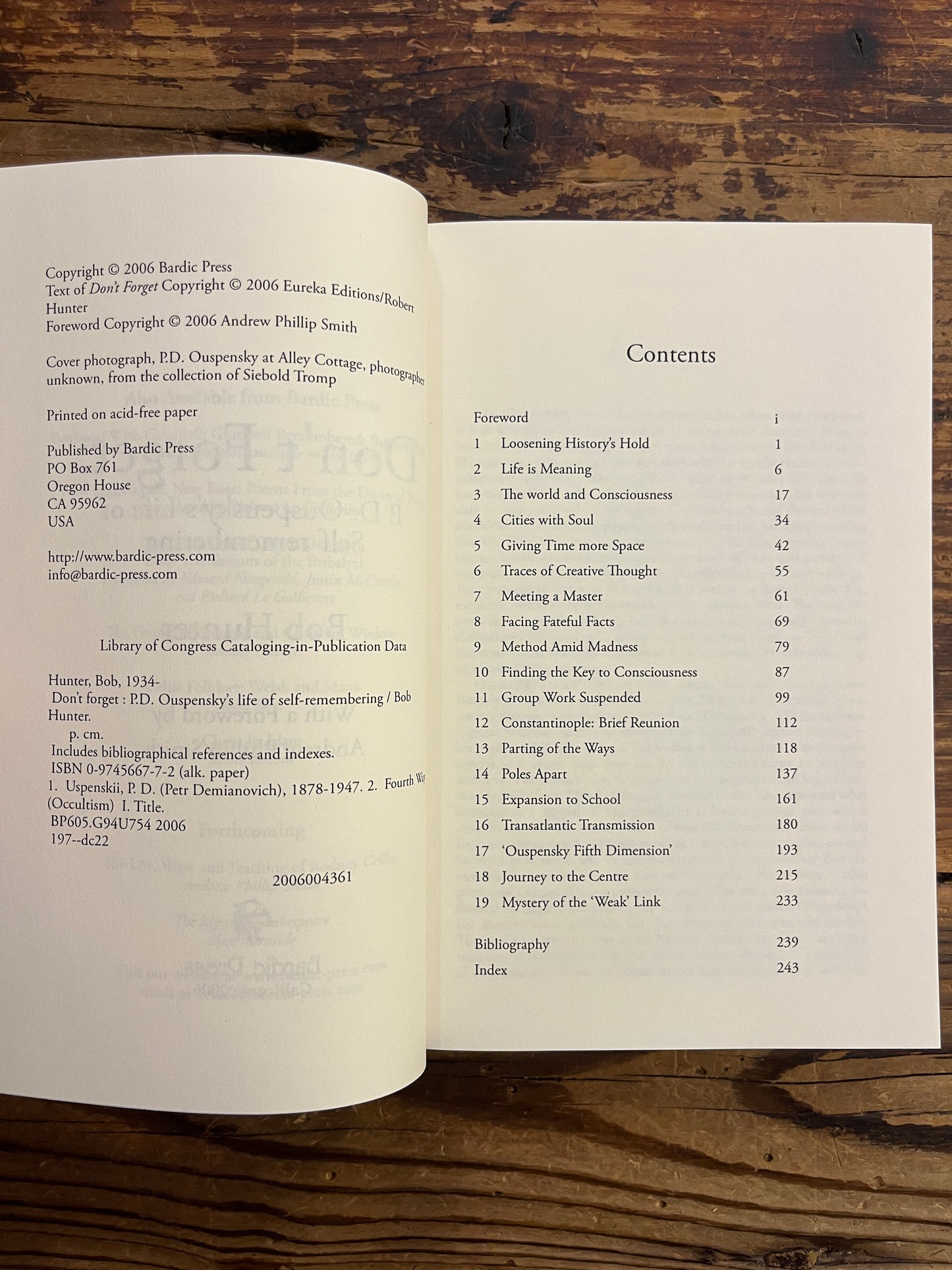 Don’t Forget: P.D. Ouspensky's Life of self-remembering, Bob Hunter