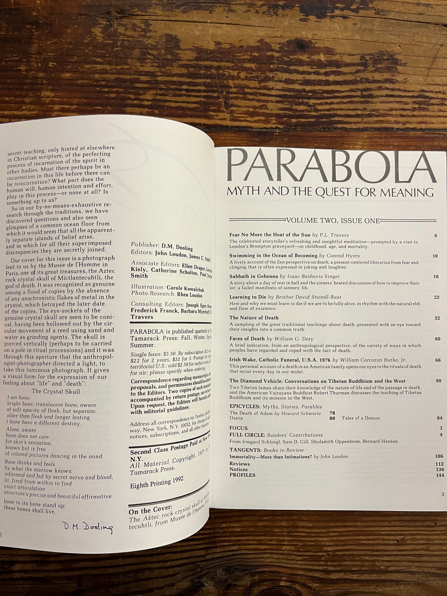 Parabola, Myth and the Quest for meaning, Volume II, Issue One, Winter 1977