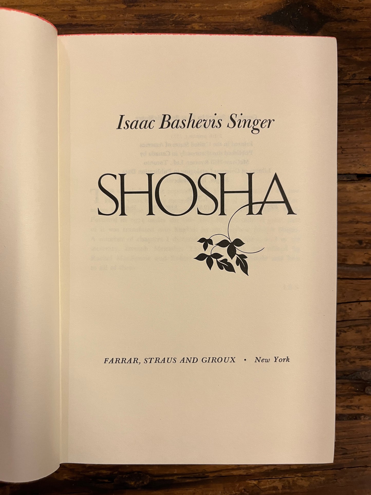 Shosha, Isaac Bashevis Singer