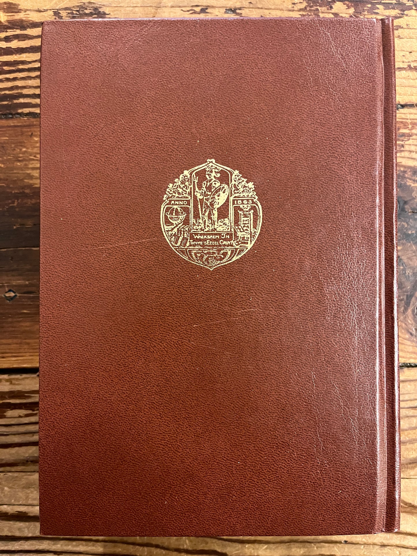 Back cover of a brown book titled Noorse Mythen