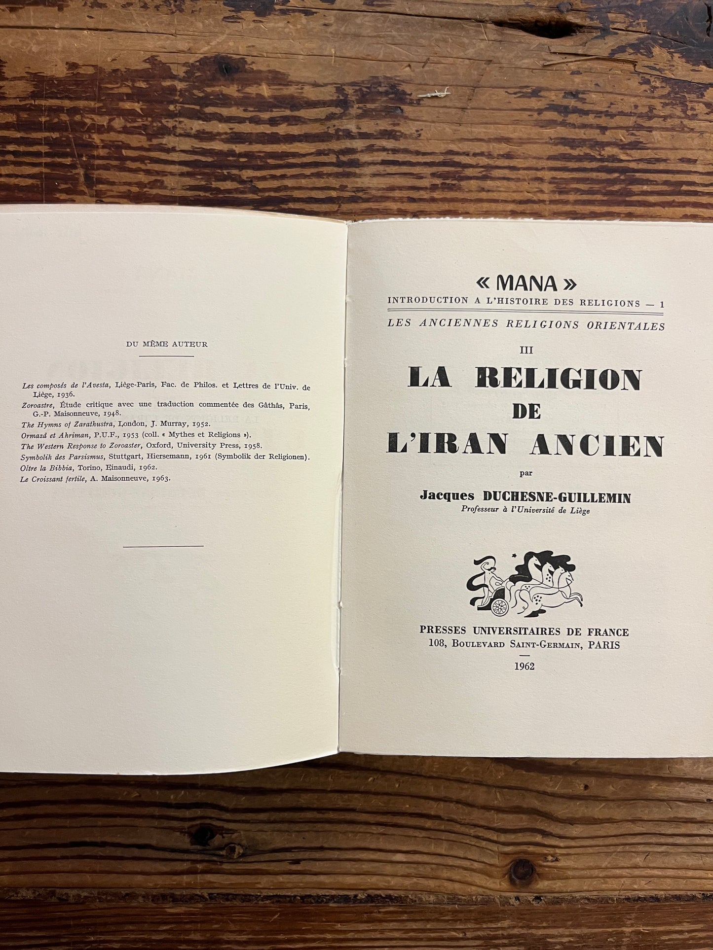 Les religions de l’Iran Ancien, Jaques Duchesne-Guillemin