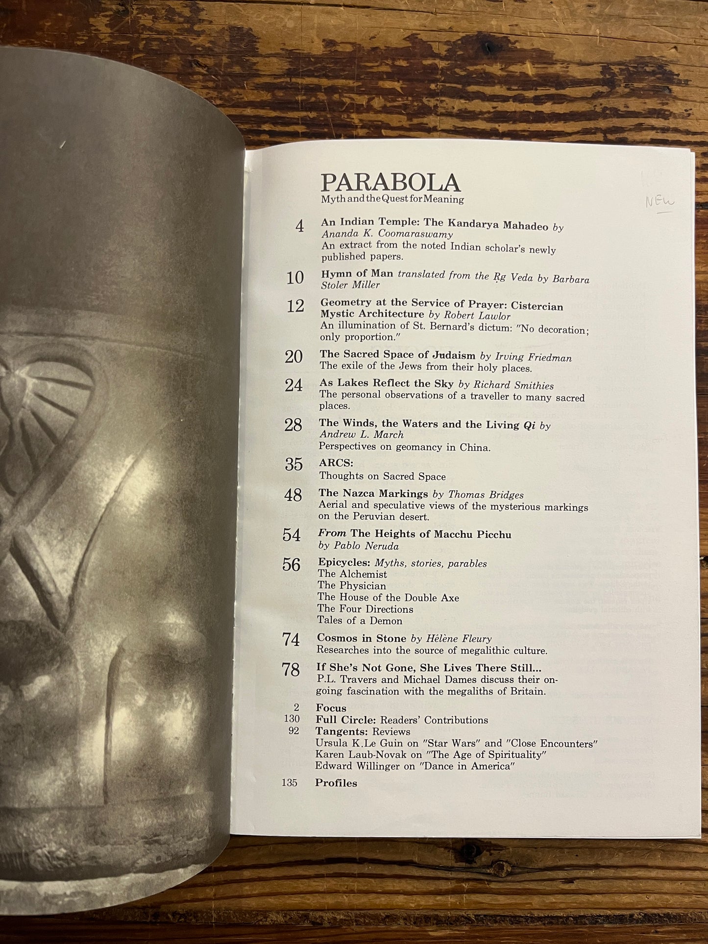 Parabola, Sacred Space, Volume III, Number 1,