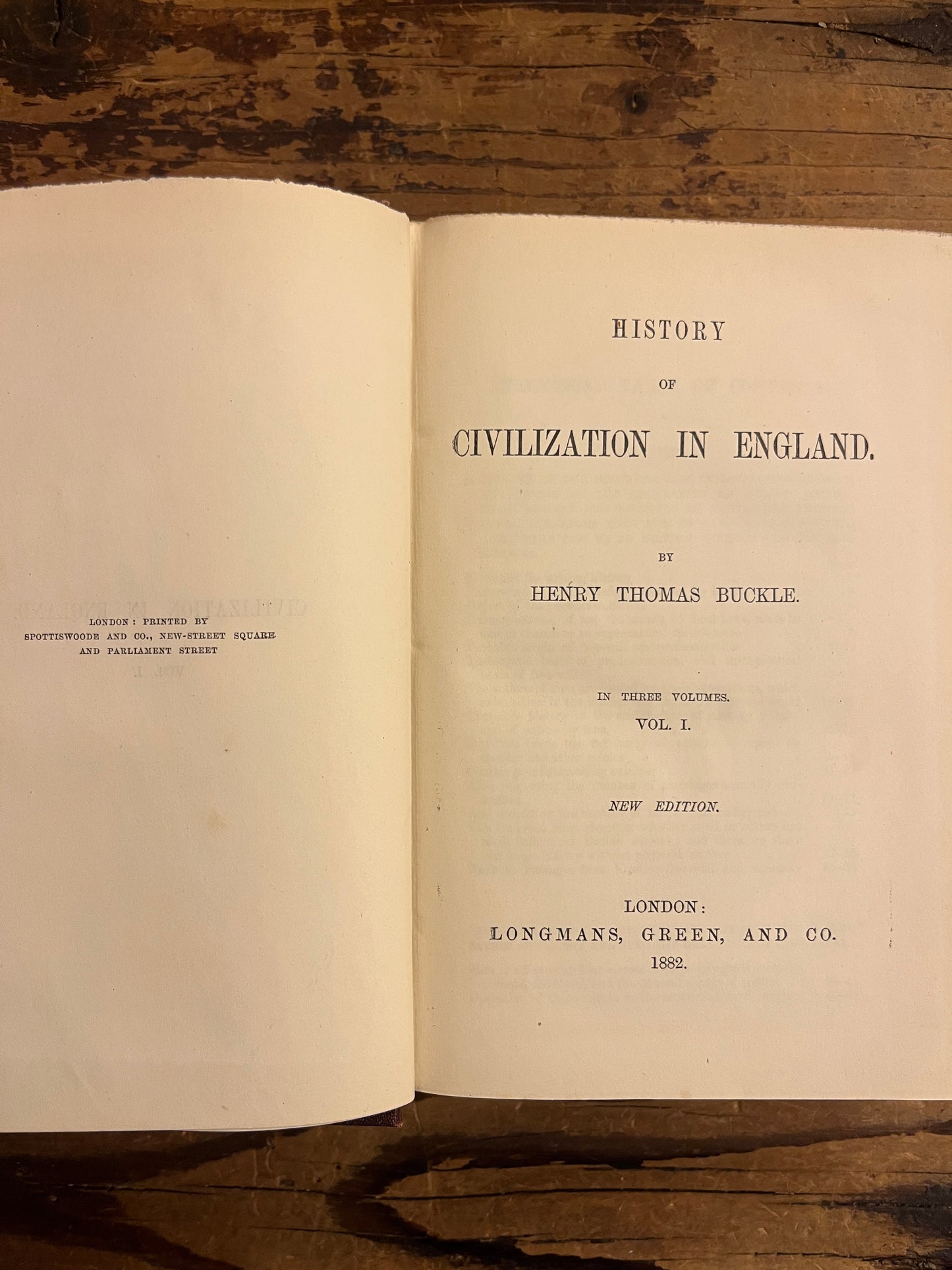 Buckle’s history of civilization in England, 3 volumes set, 1882