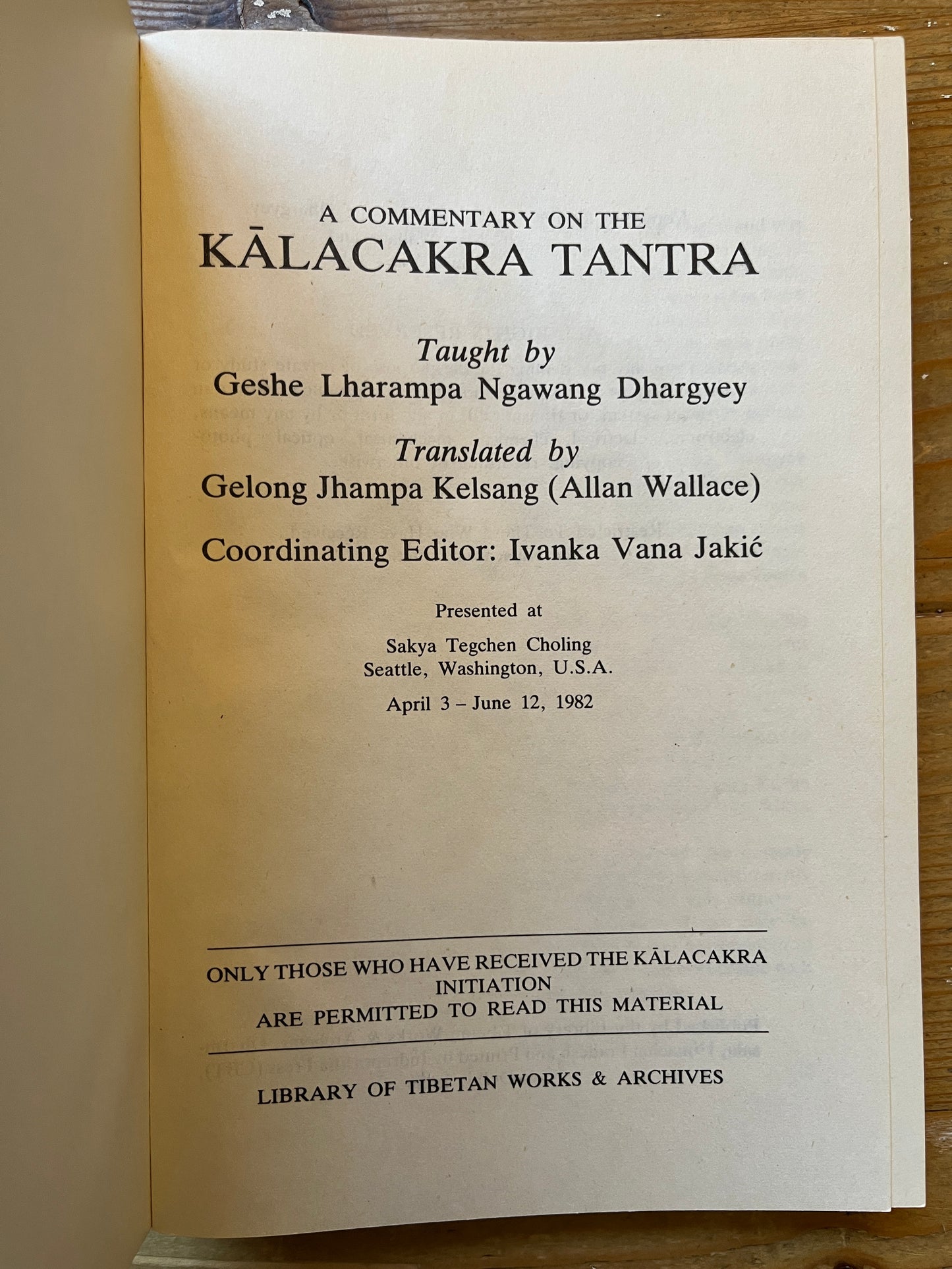 Kalacakra Tantra, Geshe Ngawang Dhargyey