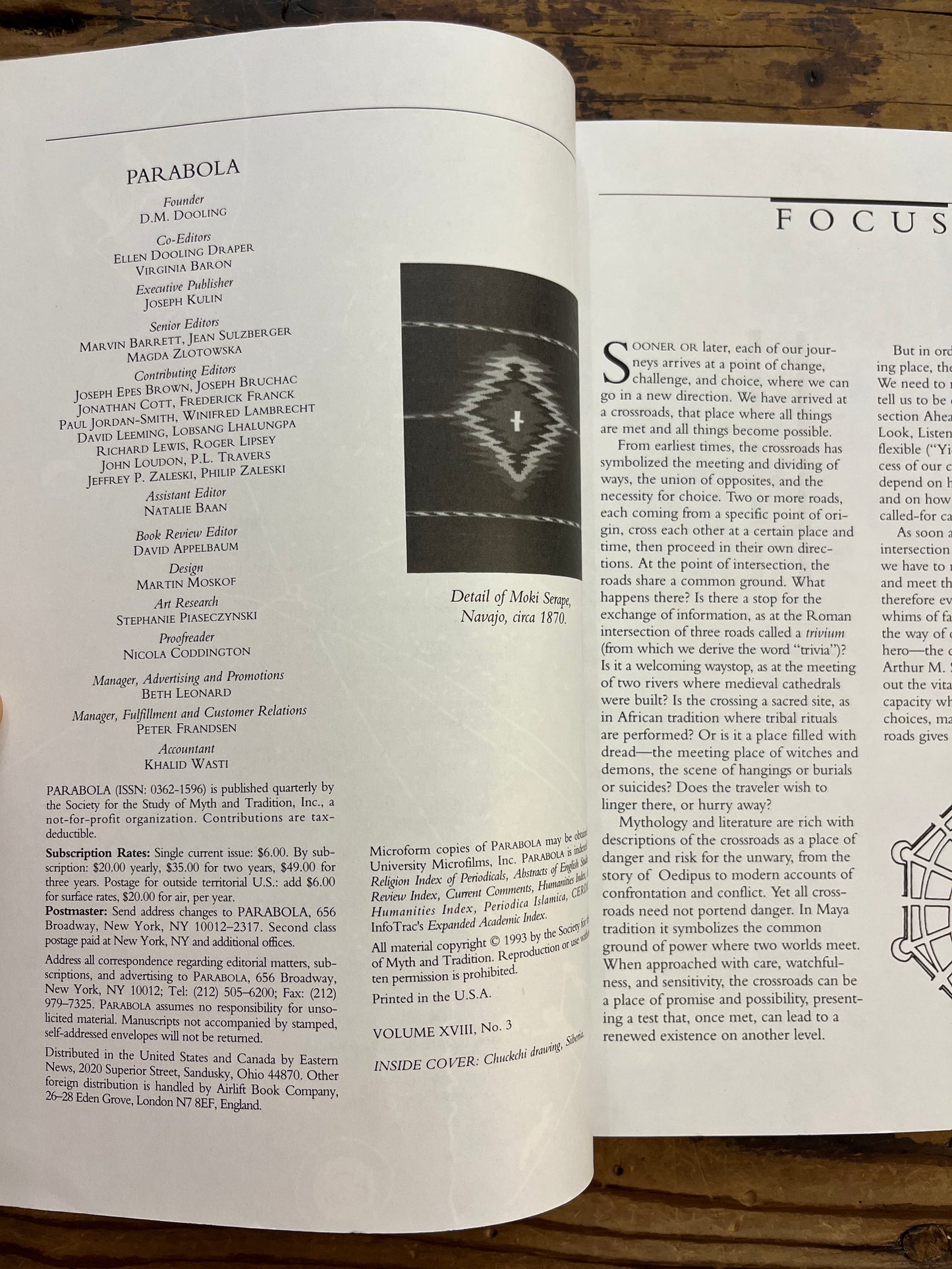 Parabola, Crossroads, Volume XVIII, Number 3