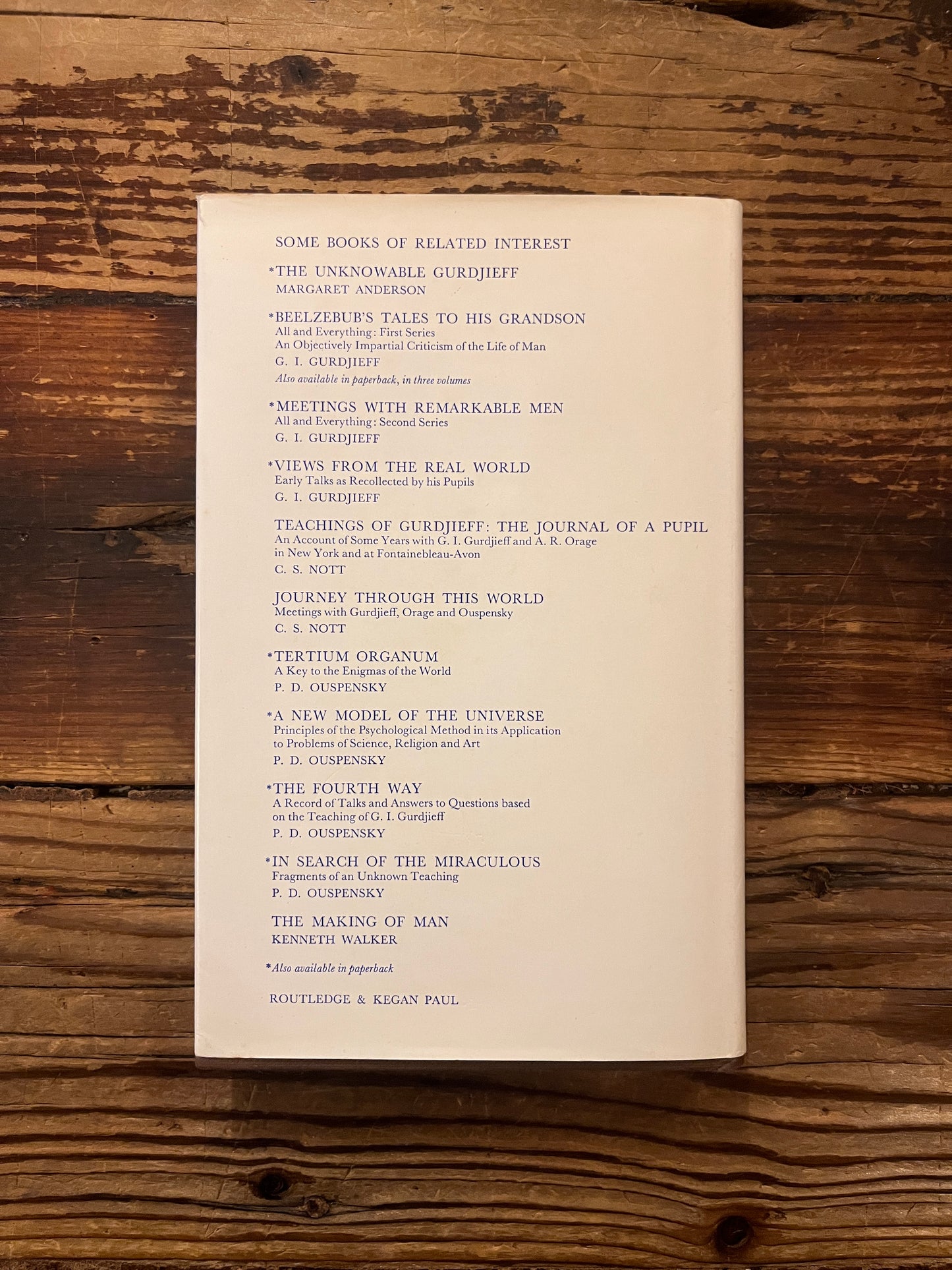 back cover of book 'With Gurdjieff in St Peterburg and Paris' by Anna Butkovsky-Hewitt 