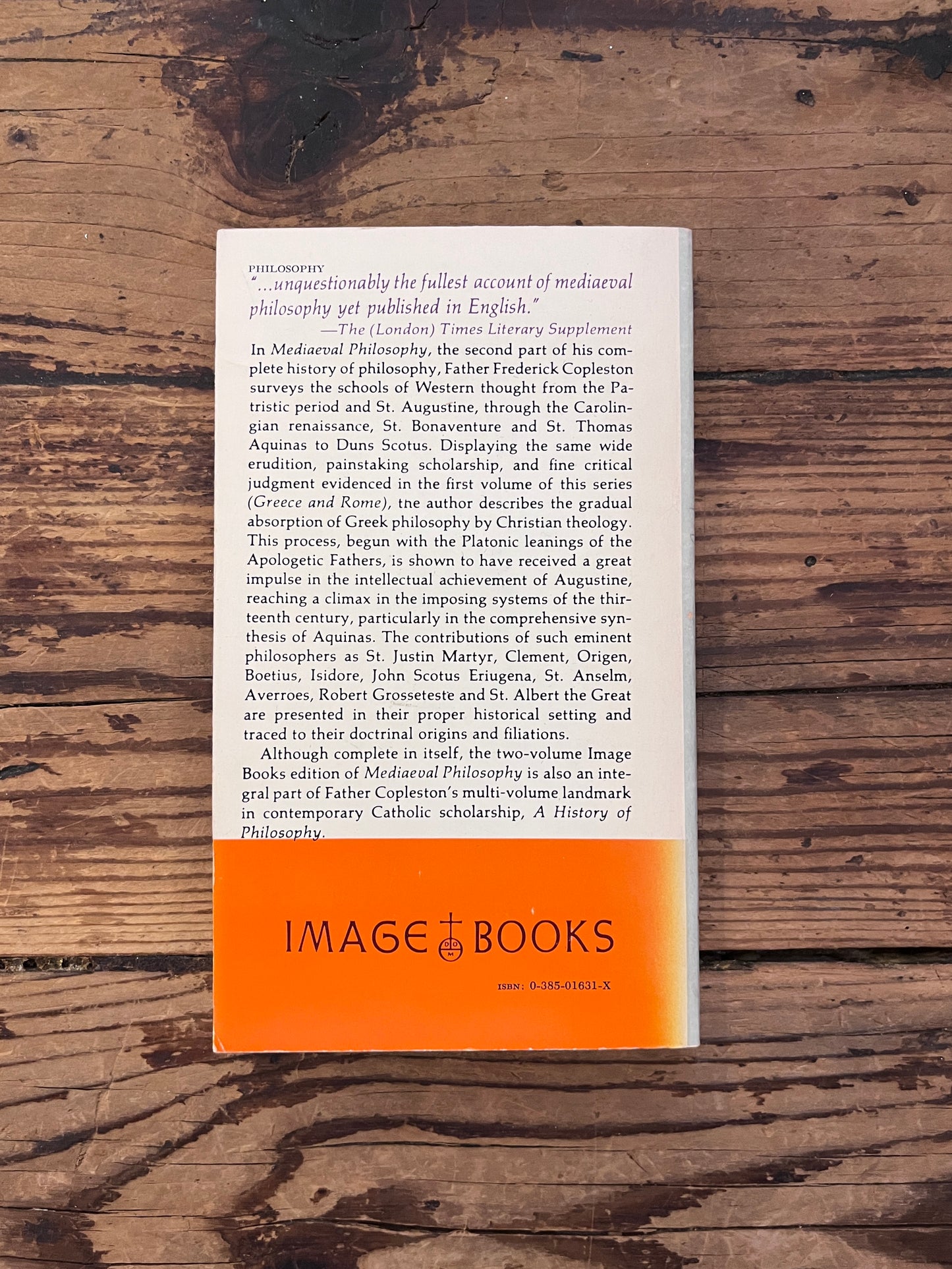 photo of the cover of the book "a history of philosophy" on a wooden background