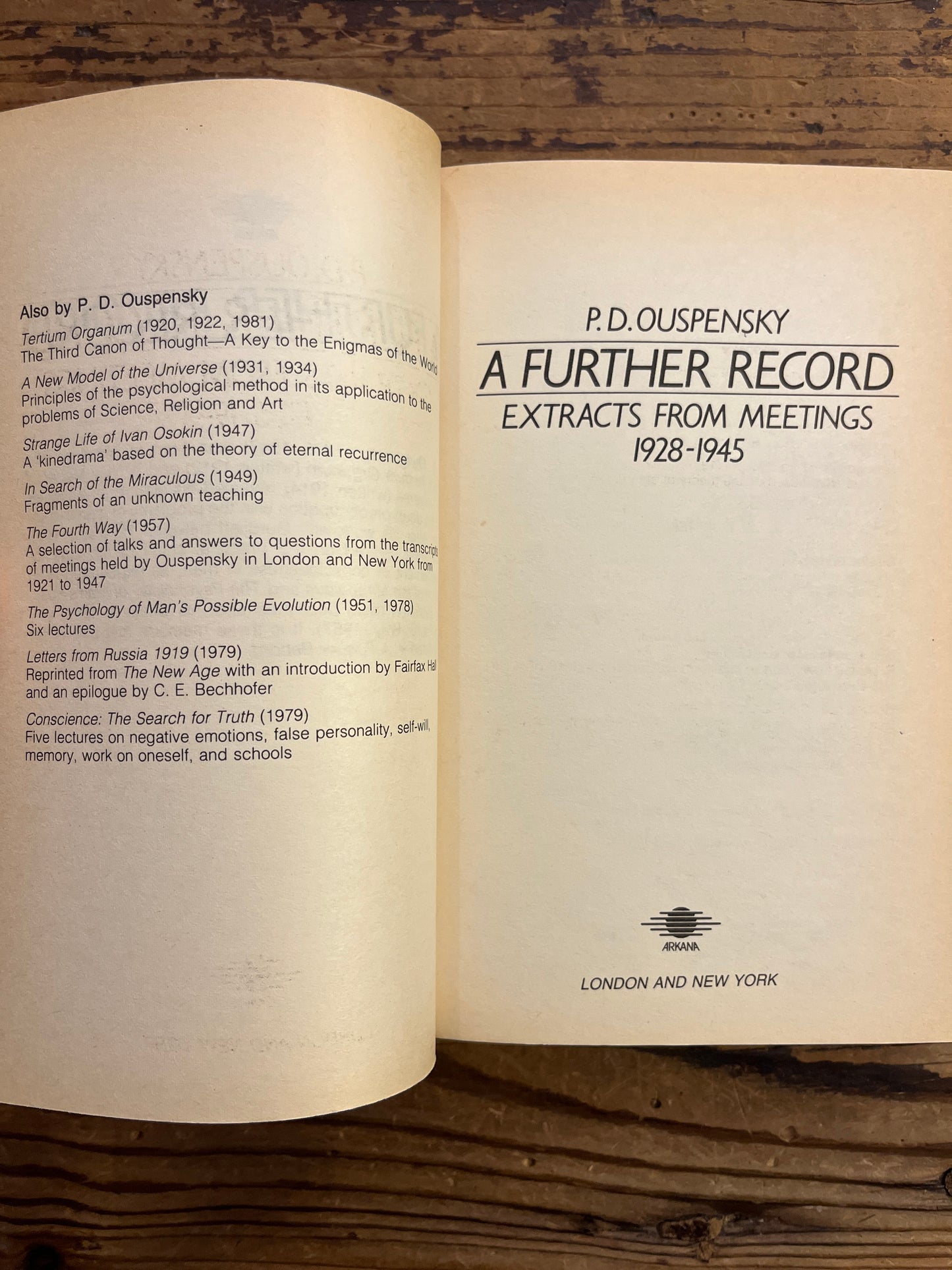 A further record, extraits from meetings, 1928–1945