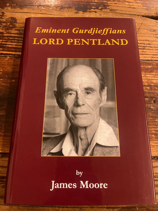 Book cover with a portrait of Lord Pentland and text on a wooden surface