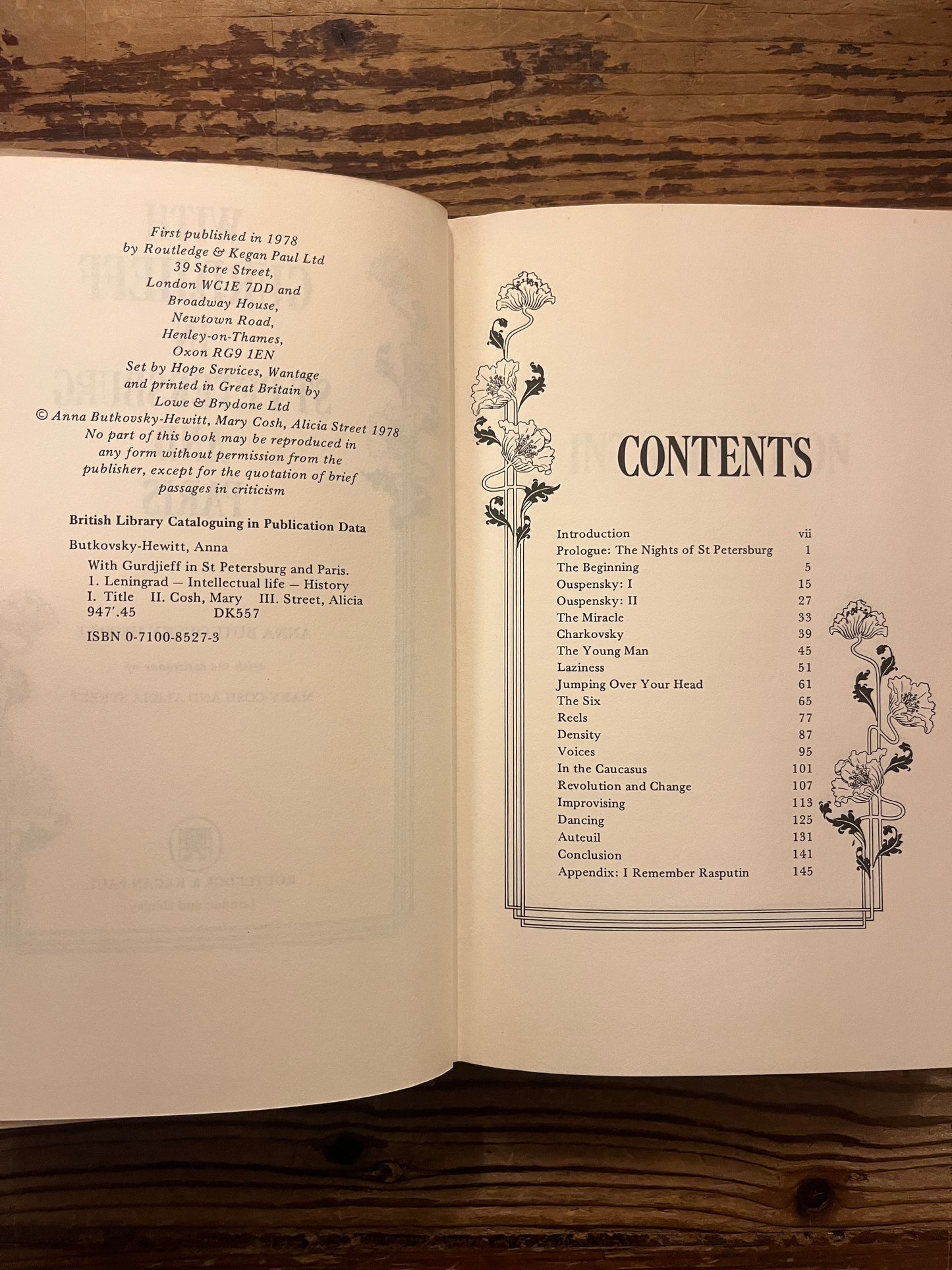 Open book 'With Gurdjieff in St Peterburg and Paris' by Anna Butkovsky-Hewitt 