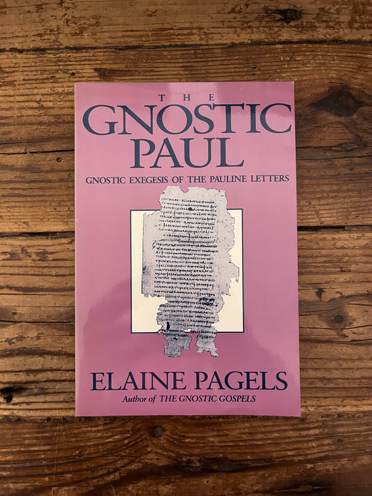 photo of the cover of the book "the gnostic paul"on a wooden background