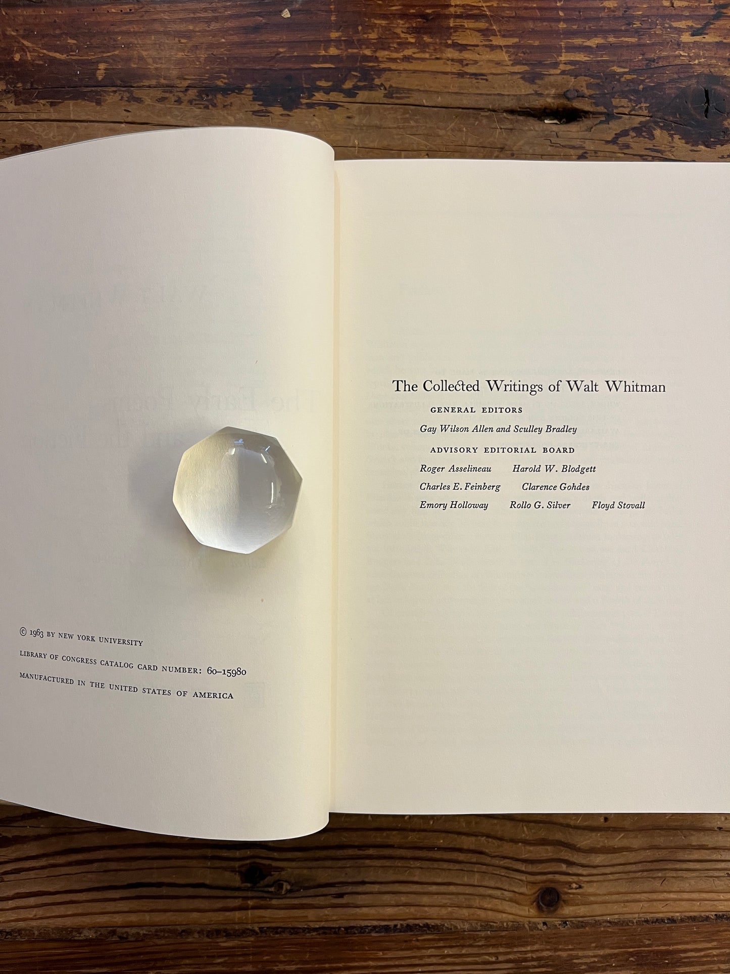 The Early poems and the fiction, the collected writings of Walt Whitman, Thomas L. Brasher