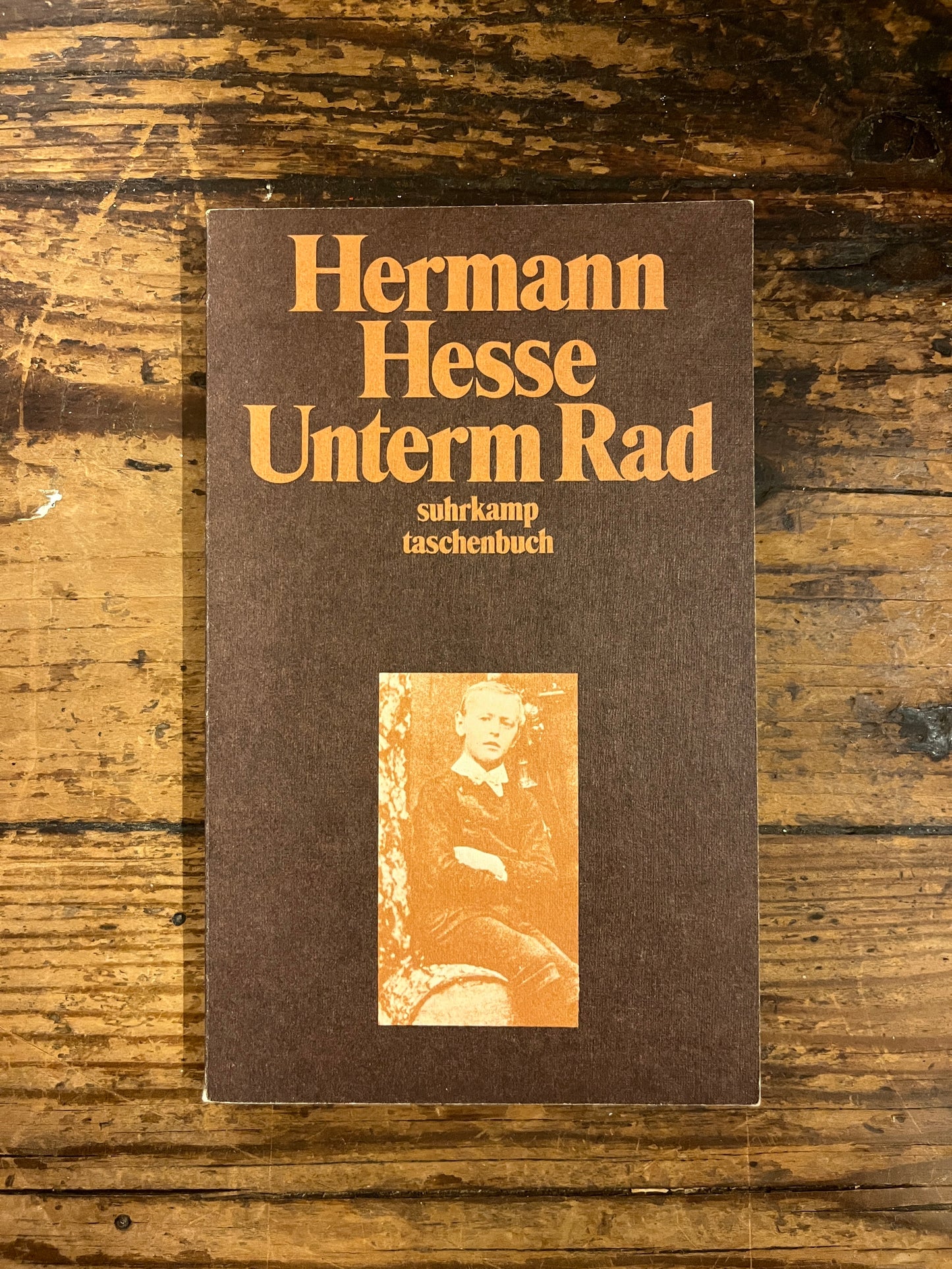 photo of the cover of the book "Unterm rad"on a wooden background