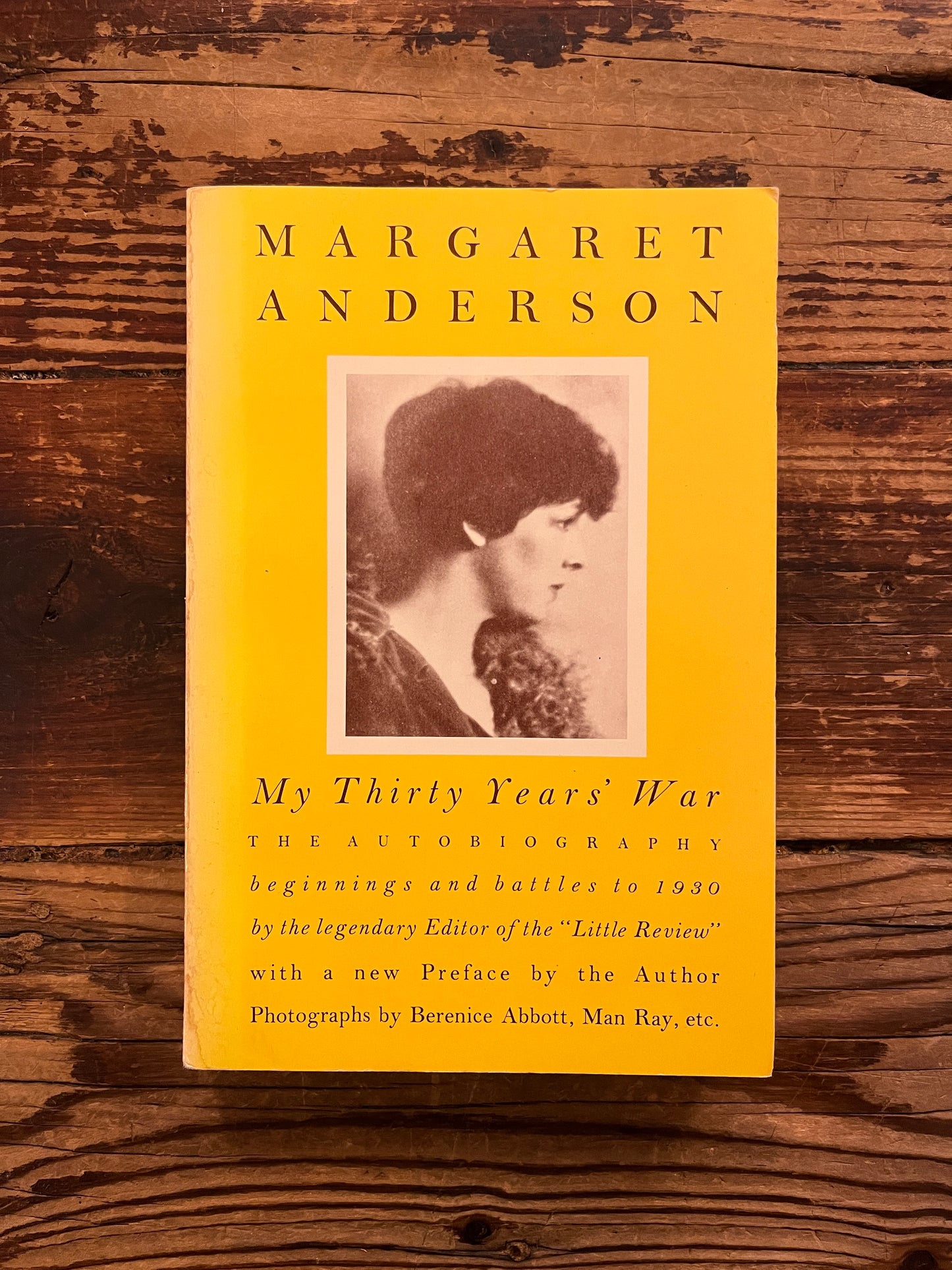 Book cover of 'My Thirty Years' War' by Margaret Anderson on a wooden surface