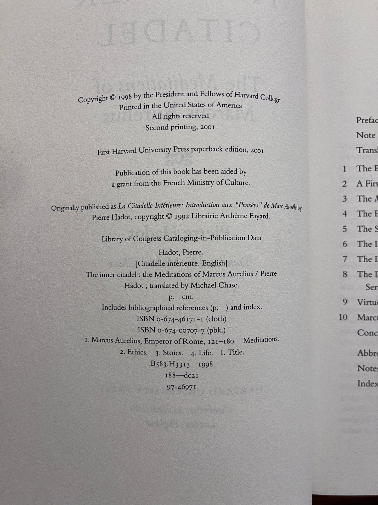 photo og the halftitle page of the book "the inner citadel "