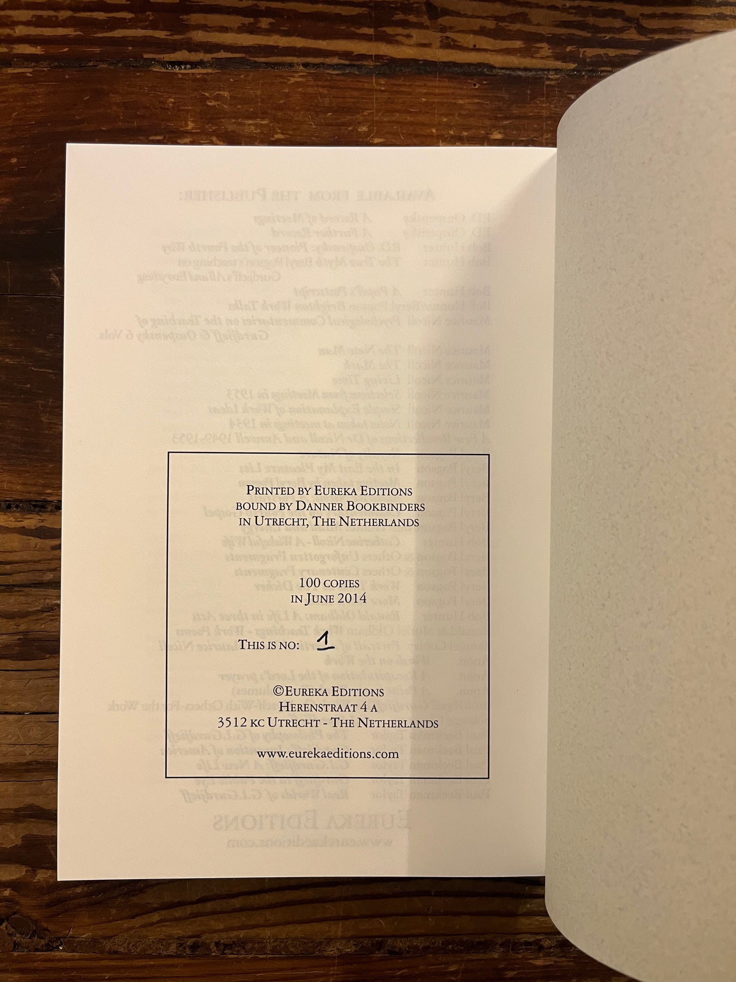 Last page with book number of book 'The Very Next Thing' by Bob Hunter and Beryl Pogson