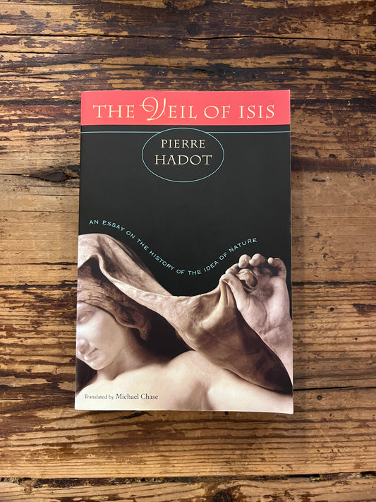 photo of the frontcover of the book "the veil of isis" on a wooden background