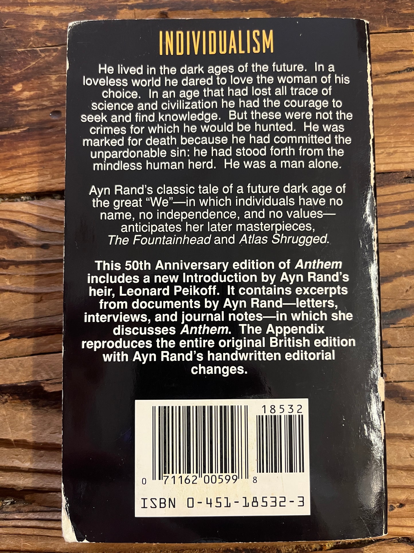 Anthem, Expanded 50th anniversary Edition, Ayn Rand