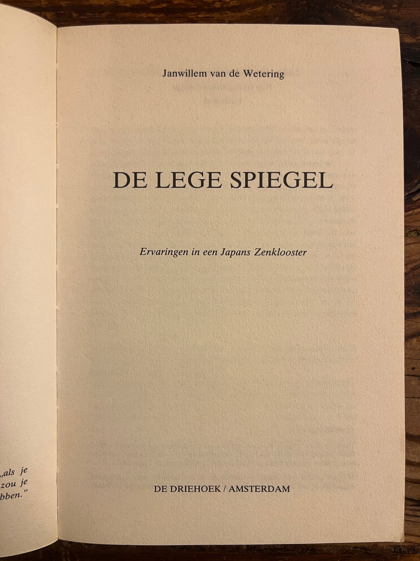 De lege spiegel, ervaringen in een Japans Zen Klooster, Janwillem van de Wetering
